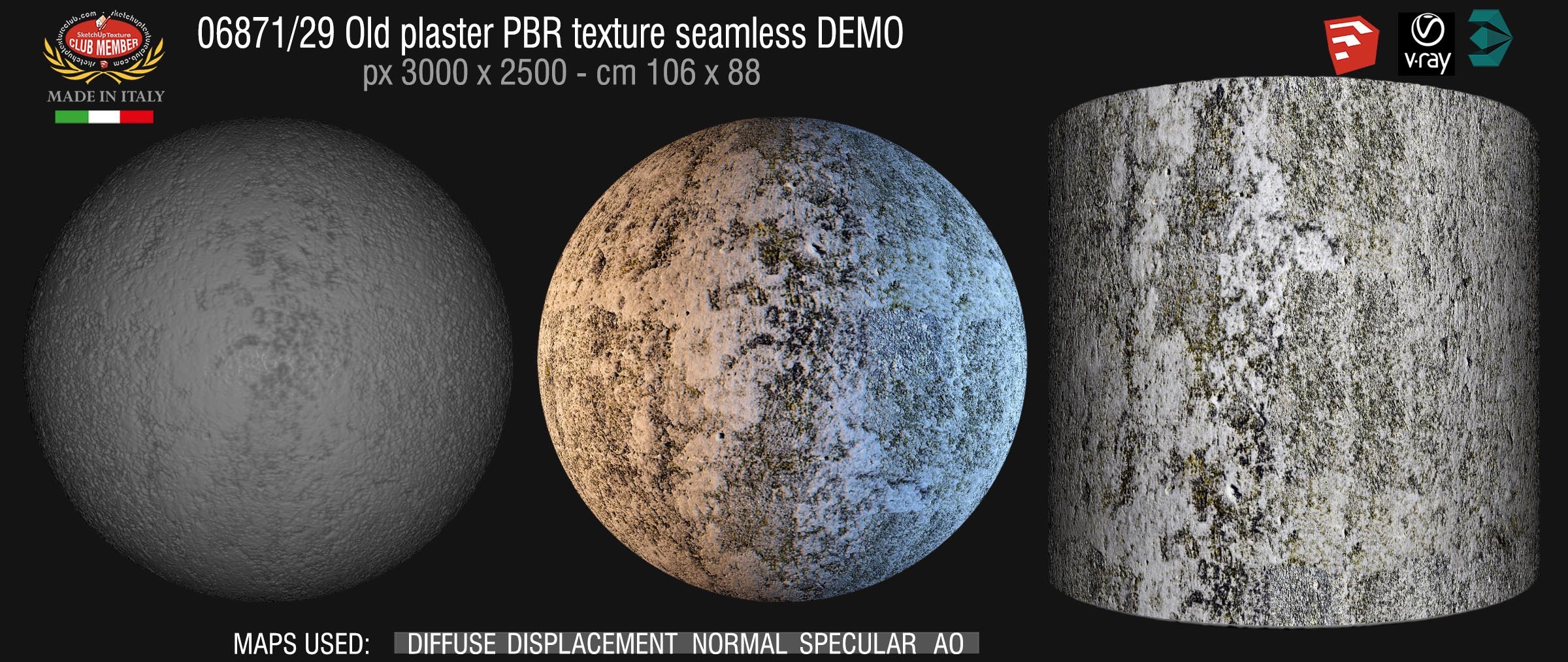 06871_29 Old plaster PBR texture seamless DEMO