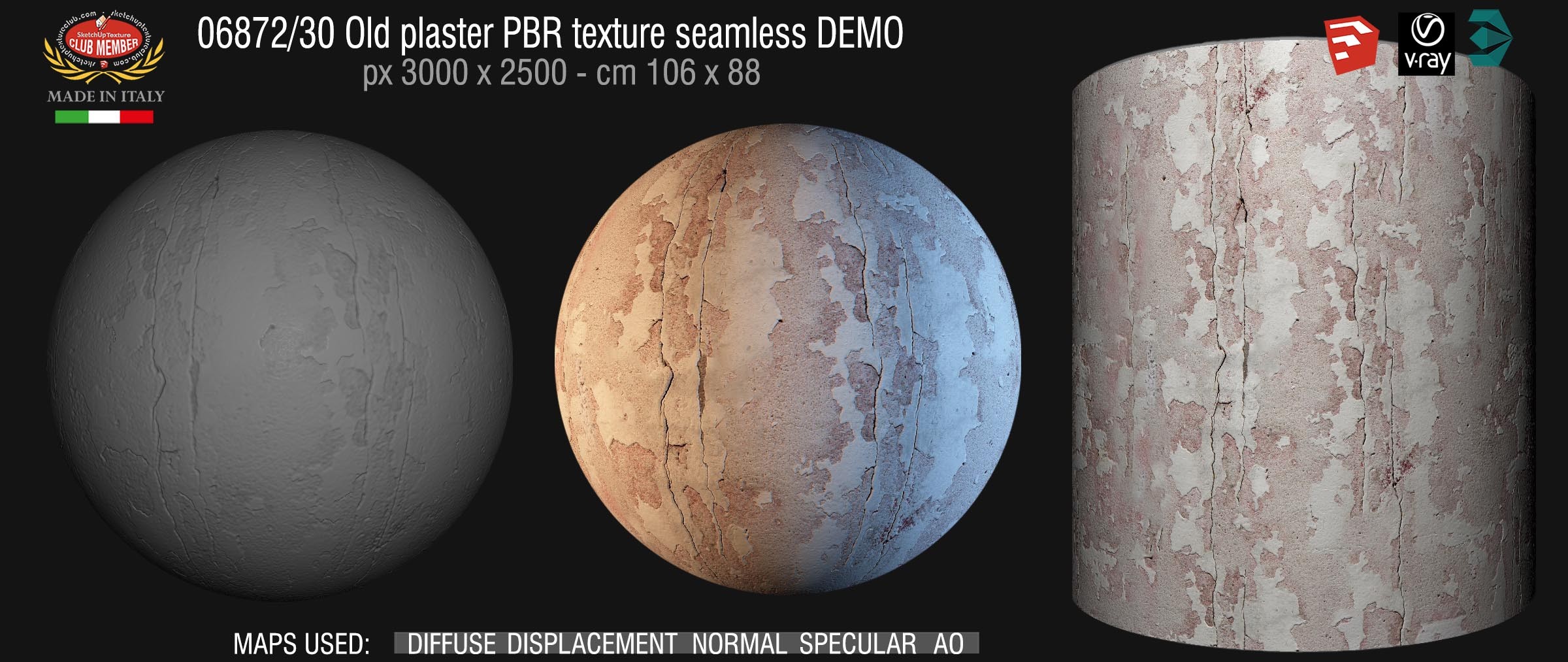 06872_30 Old plaster PBR texture seamless DEMO
