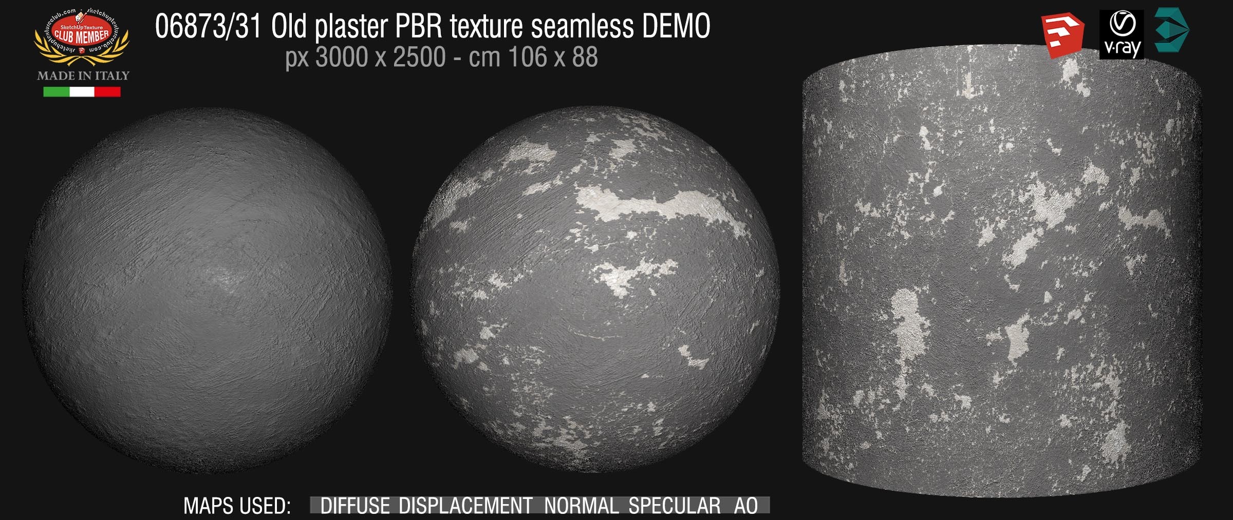 06873_31 Old plaster PBR texture seamless DEMO