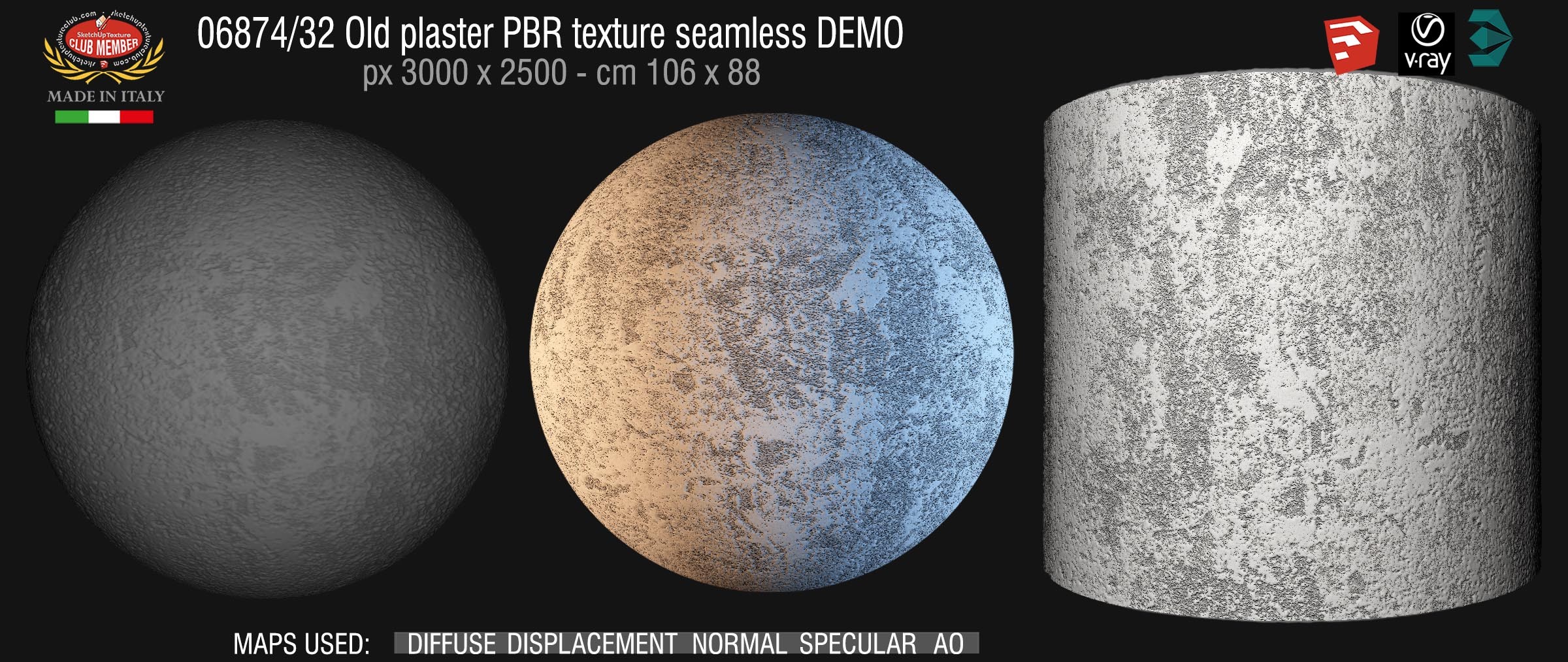 06874_32 Old plaster PBR texture seamless DEMO
