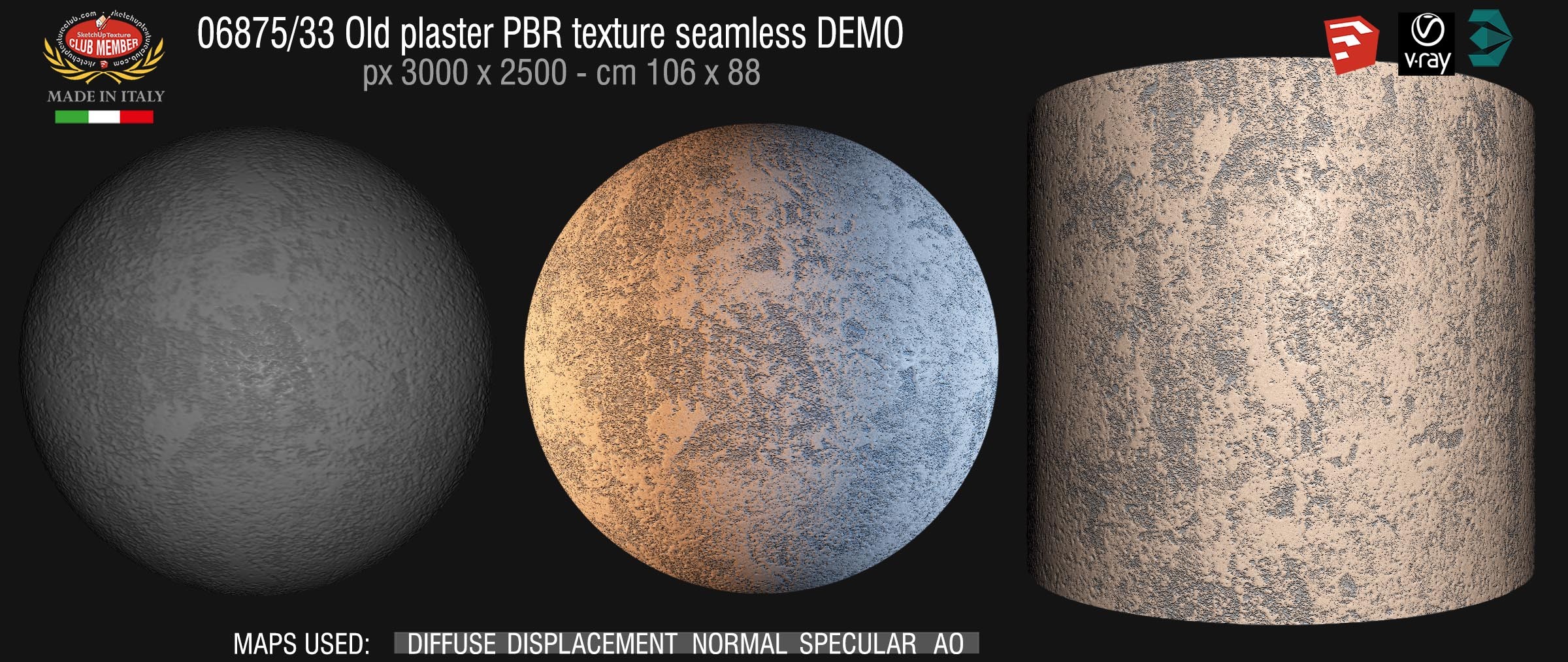 06875_33 Old plaster PBR texture seamless DEMO