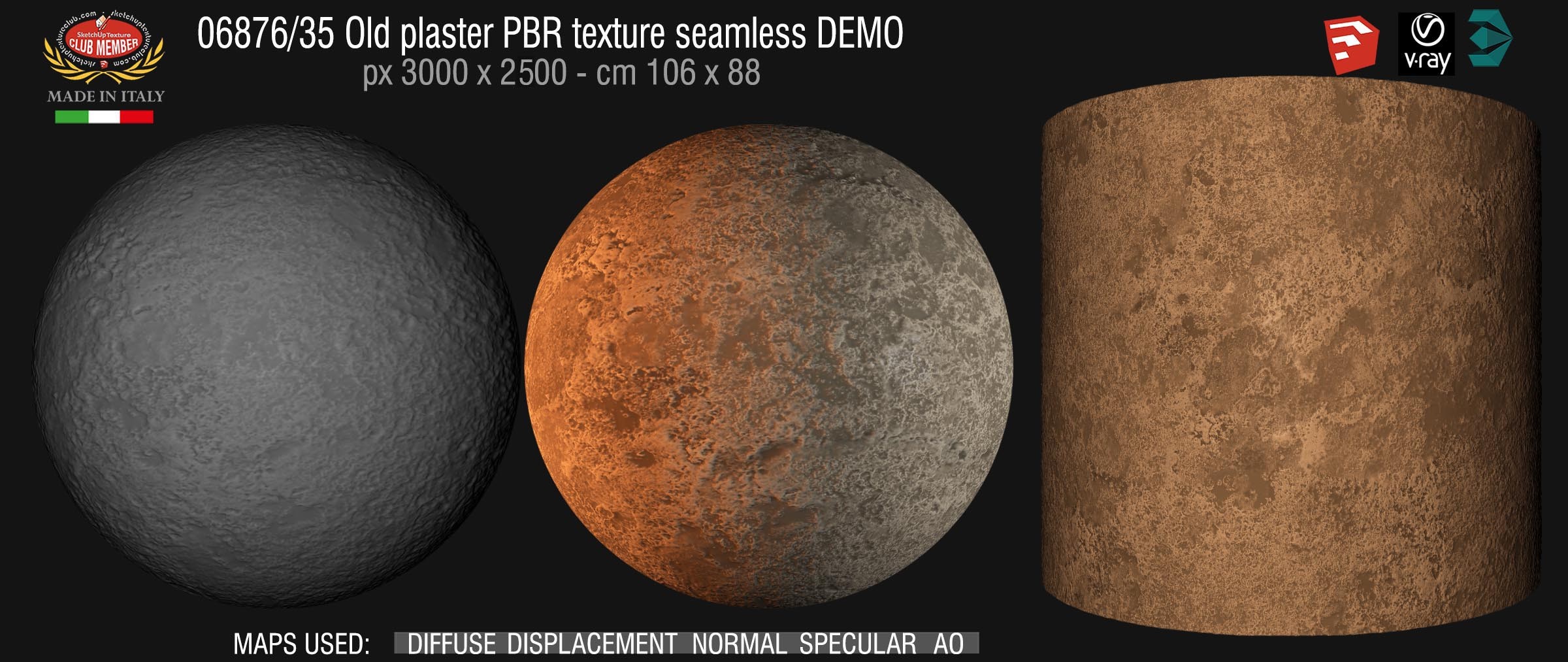 06876_35 Old plaster PBR texture seamless DEMO