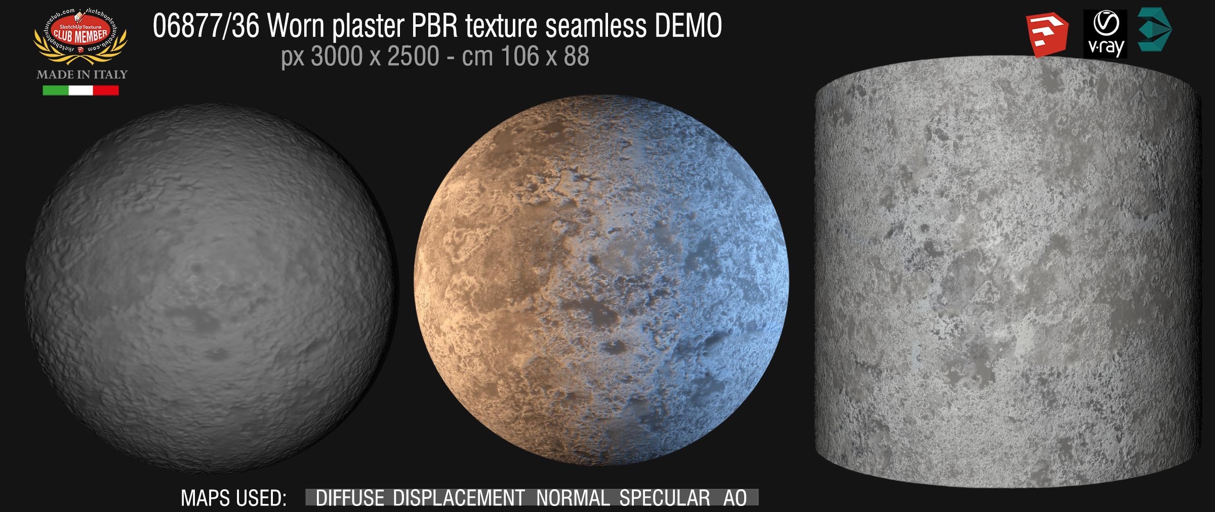 06877_36 Worn plaster PBR texture seamless DEMO