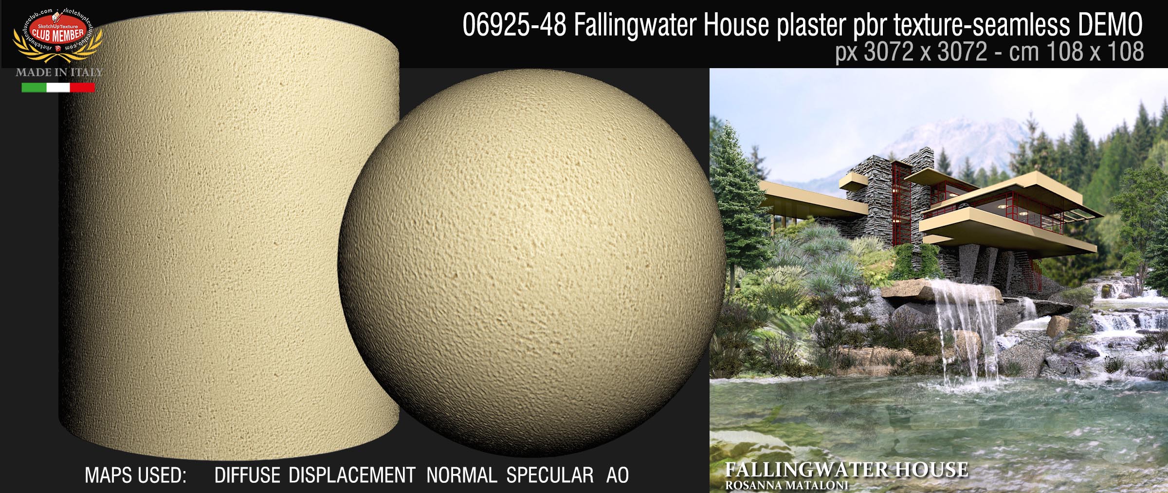 06925-48 Fallingwater House plaster pbr texture-seamless DEMO
