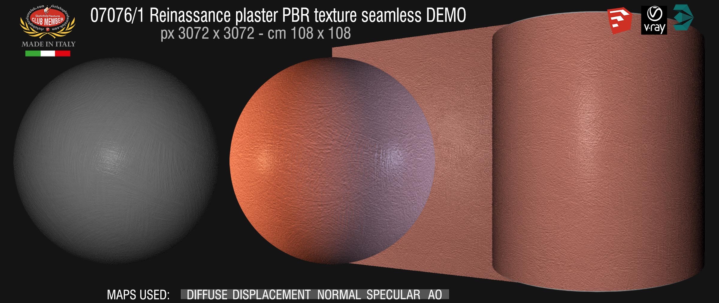 07076_1 Reinassance plaster PBR texture seamless DEMO