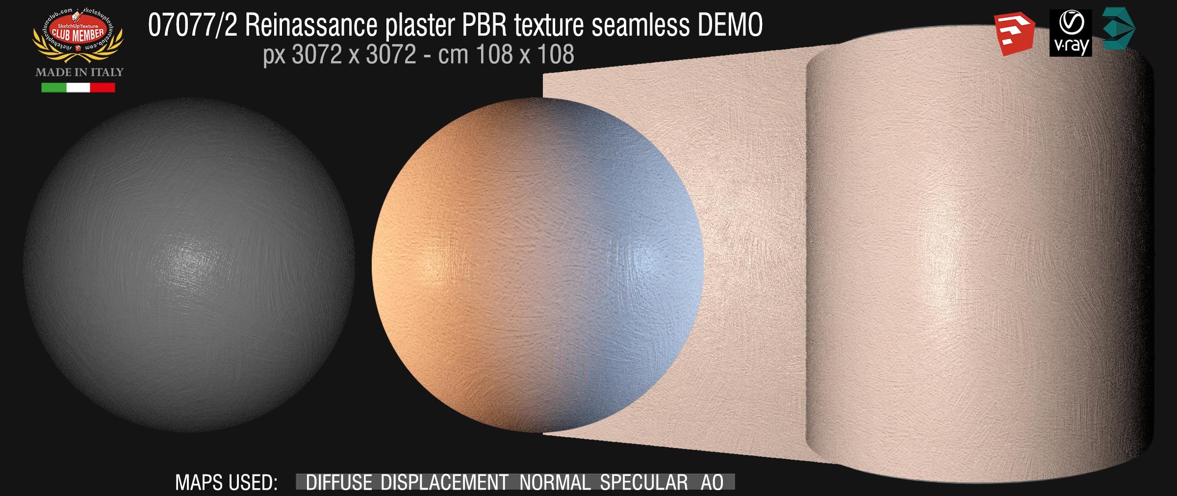 07077_2 Reinassance plaster PBR texture seamless DEMO