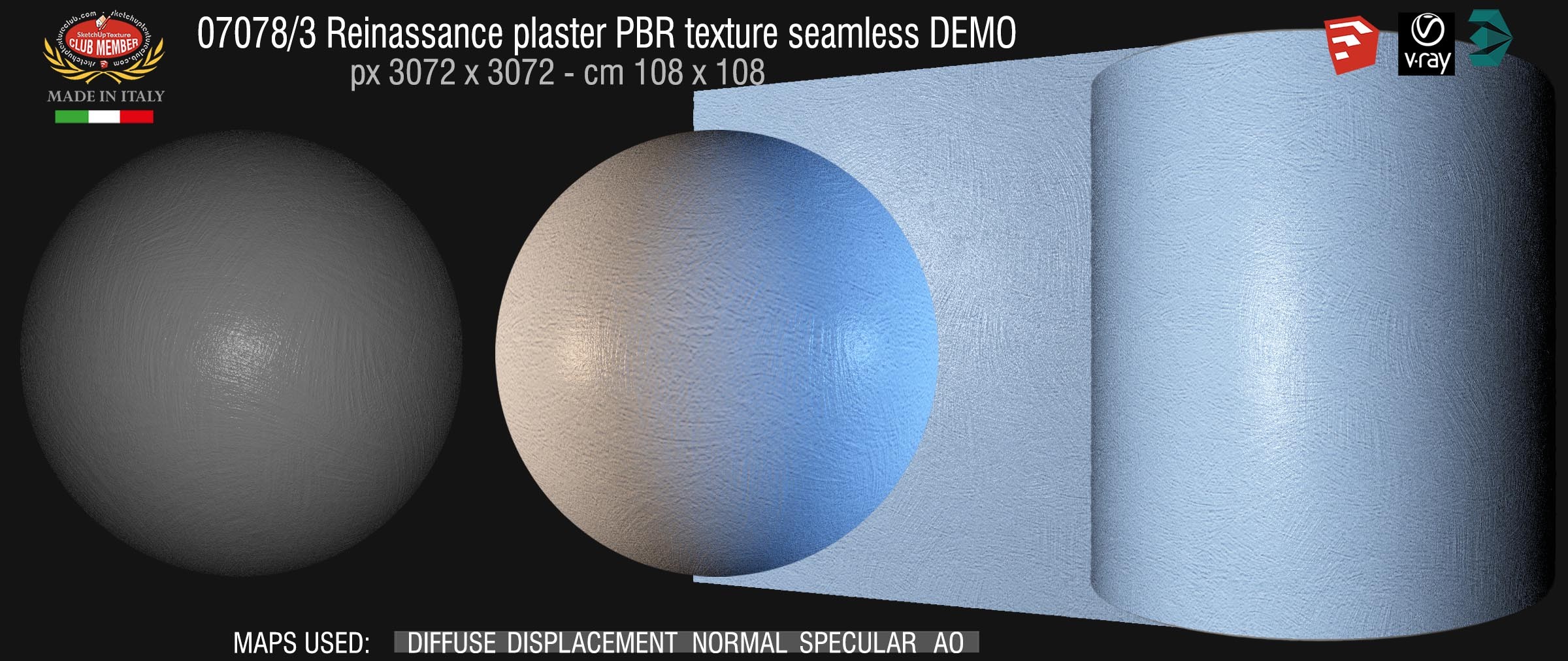 07078_3 Reinassance plaster PBR texture seamless DEMO