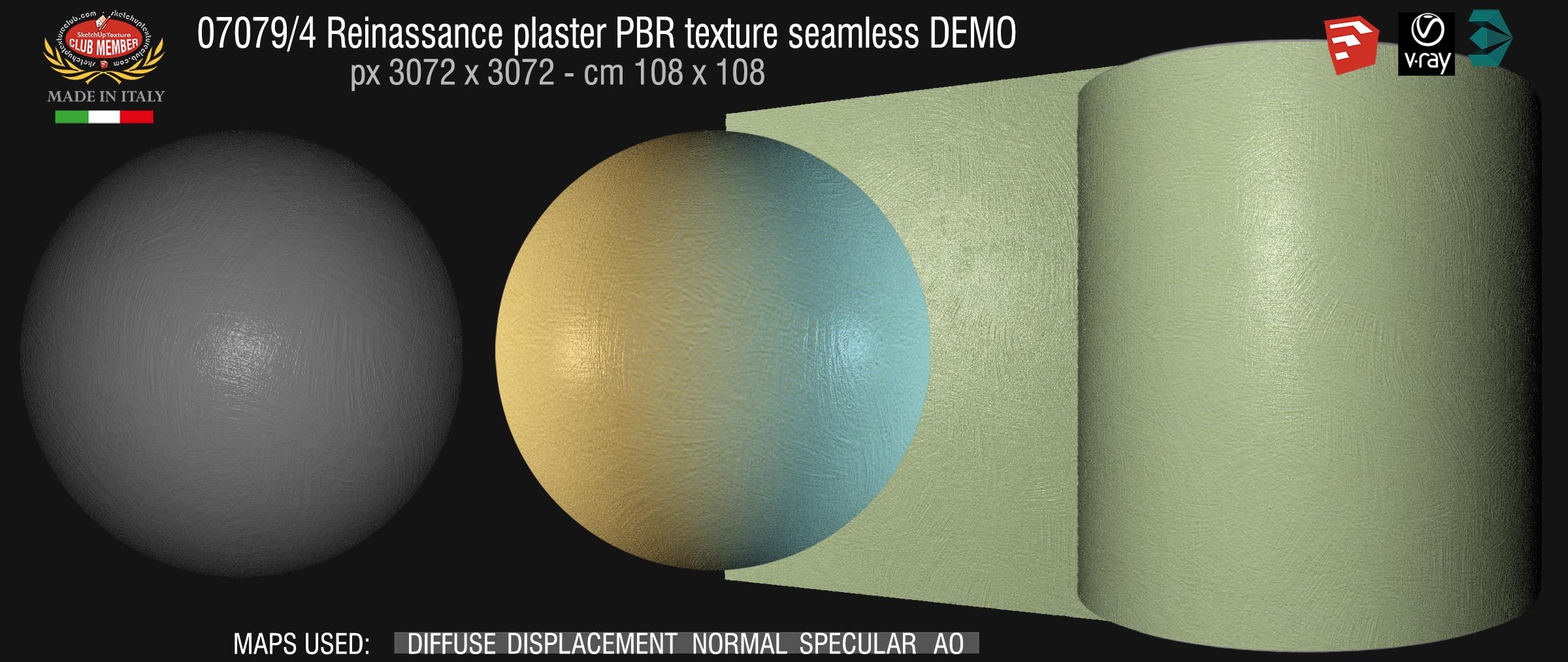 07079_4 Reinassance plaster PBR texture seamless DEMO