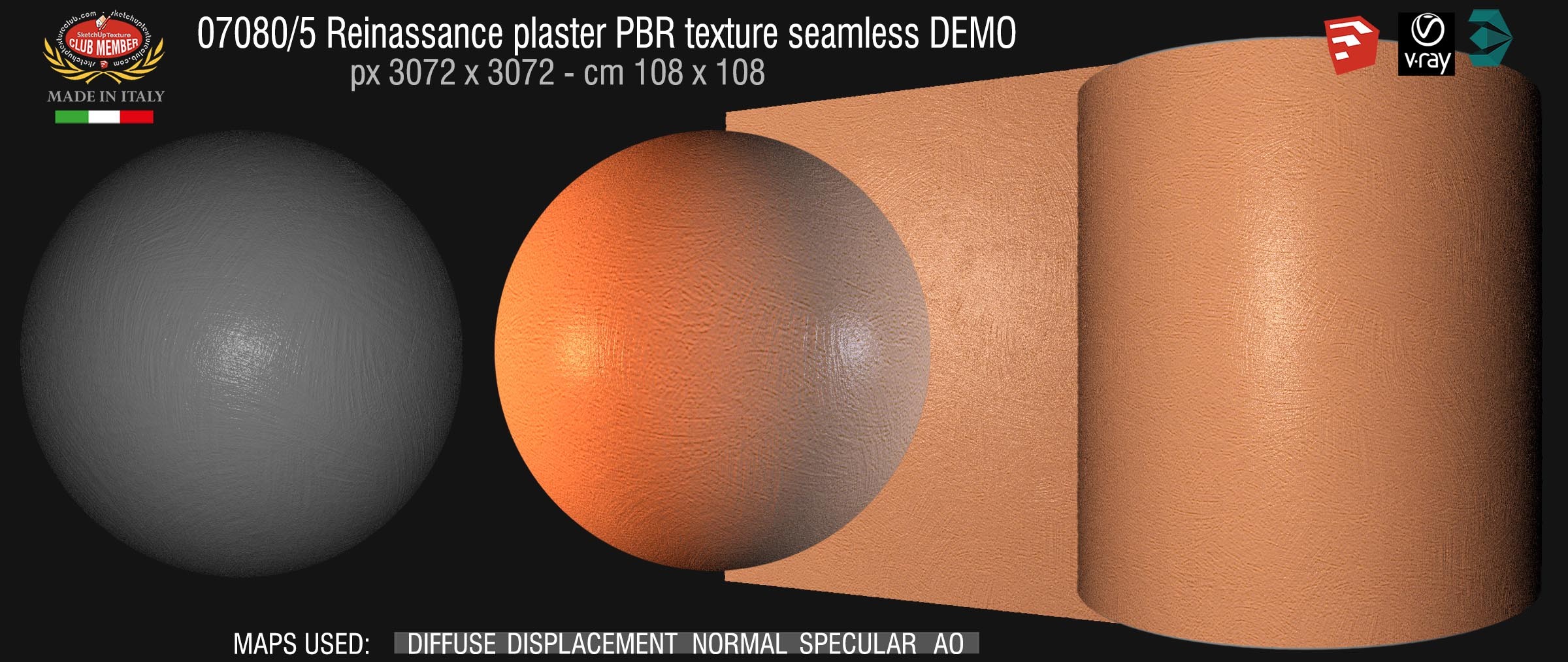 07080_5 Reinassance plaster PBR texture seamless DEMO