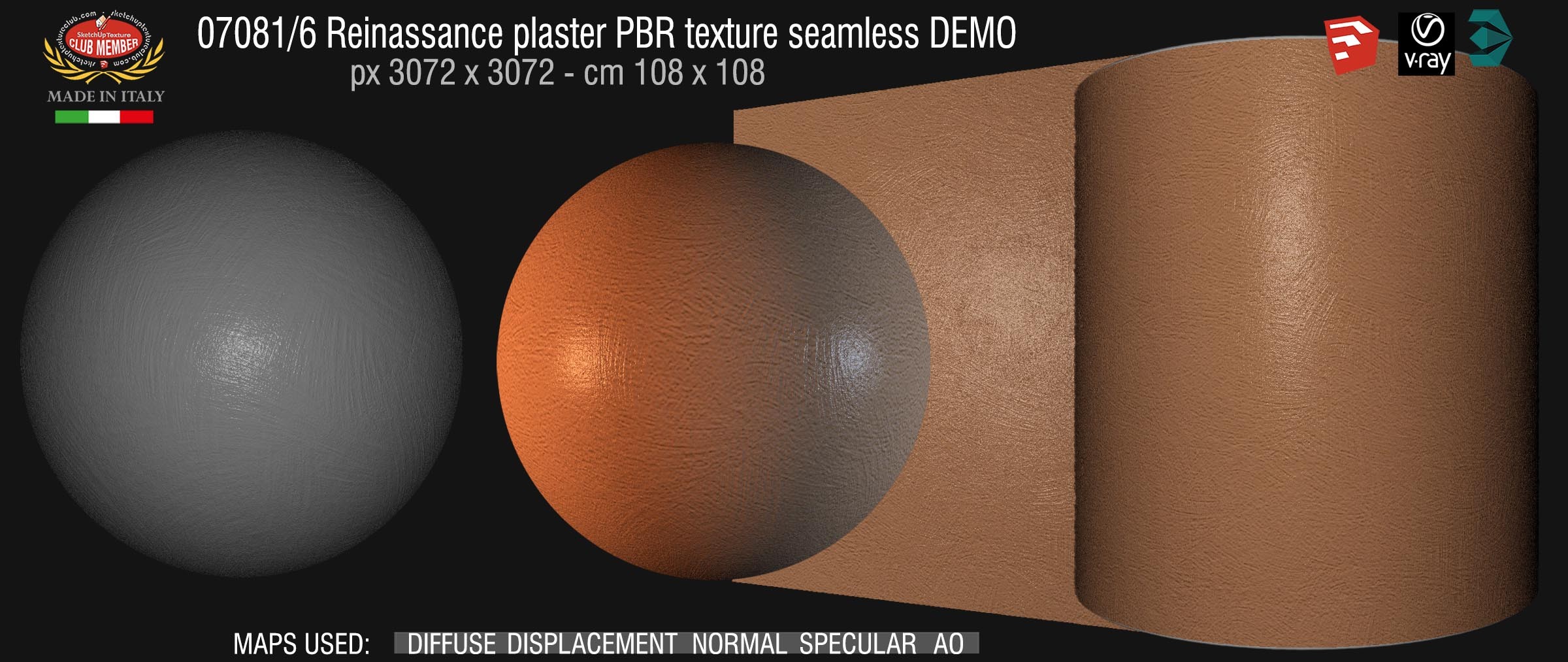 07081_6 Reinassance plaster PBR texture seamless DEMO