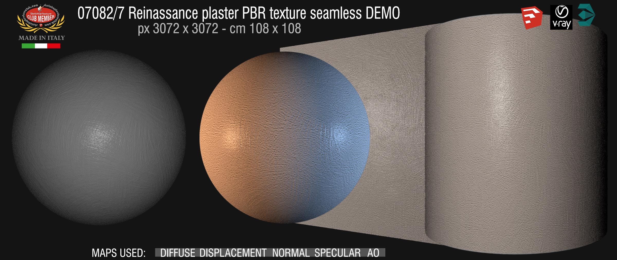 07082_7 Reinassance plaster PBR texture seamless DEMO