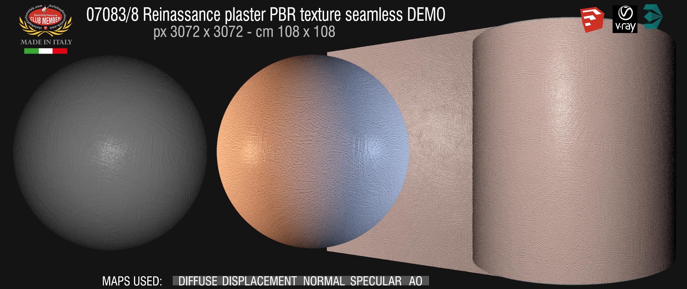 07083_8 Reinassance plaster PBR texture seamless DEMO