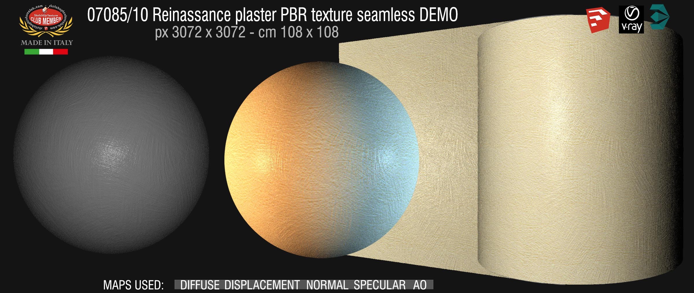 07085_10 Reinassance plaster PBR texture seamless DEMO