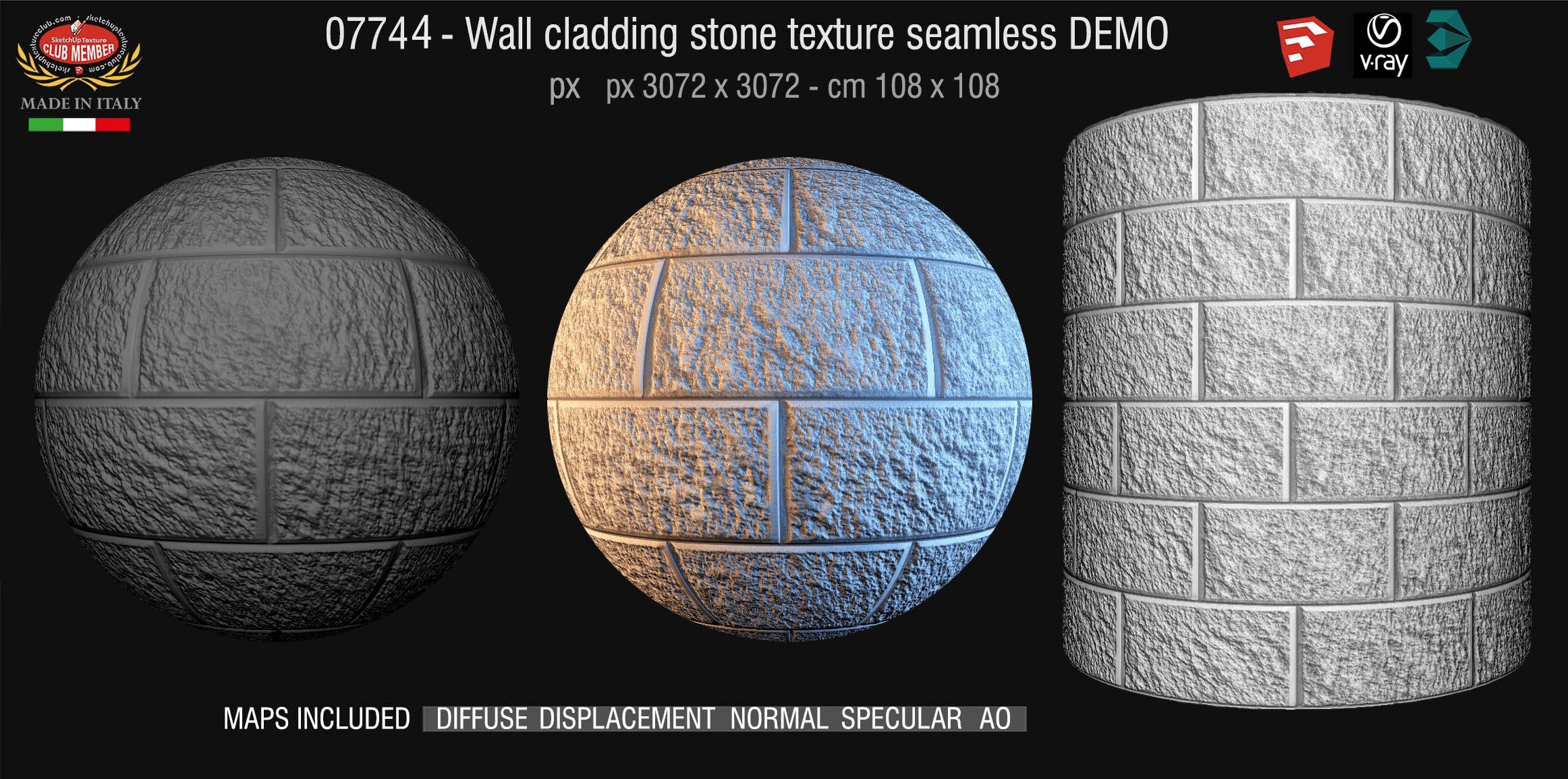 07744/7 Wall cladding stone texture pbr seamless