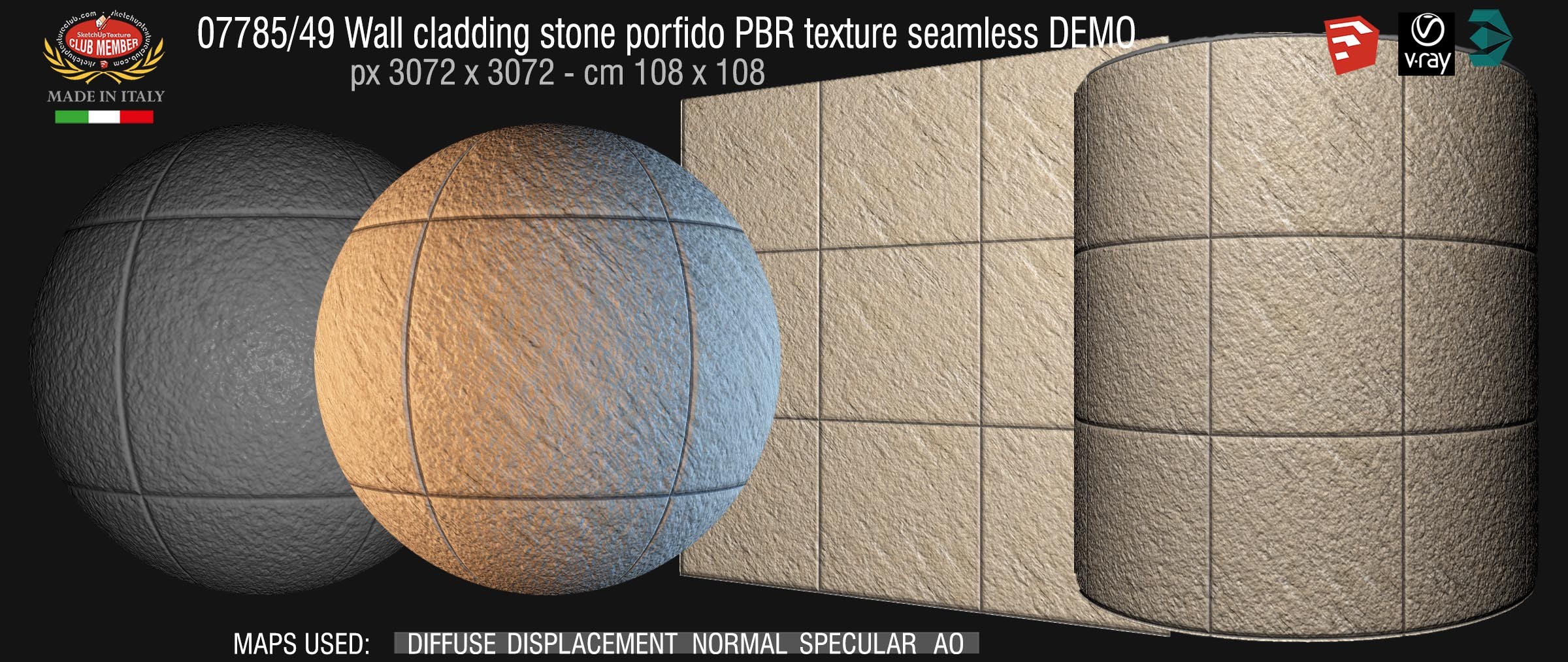 07785_49 Wall cladding stone porfido PBR texture seamless DEMO