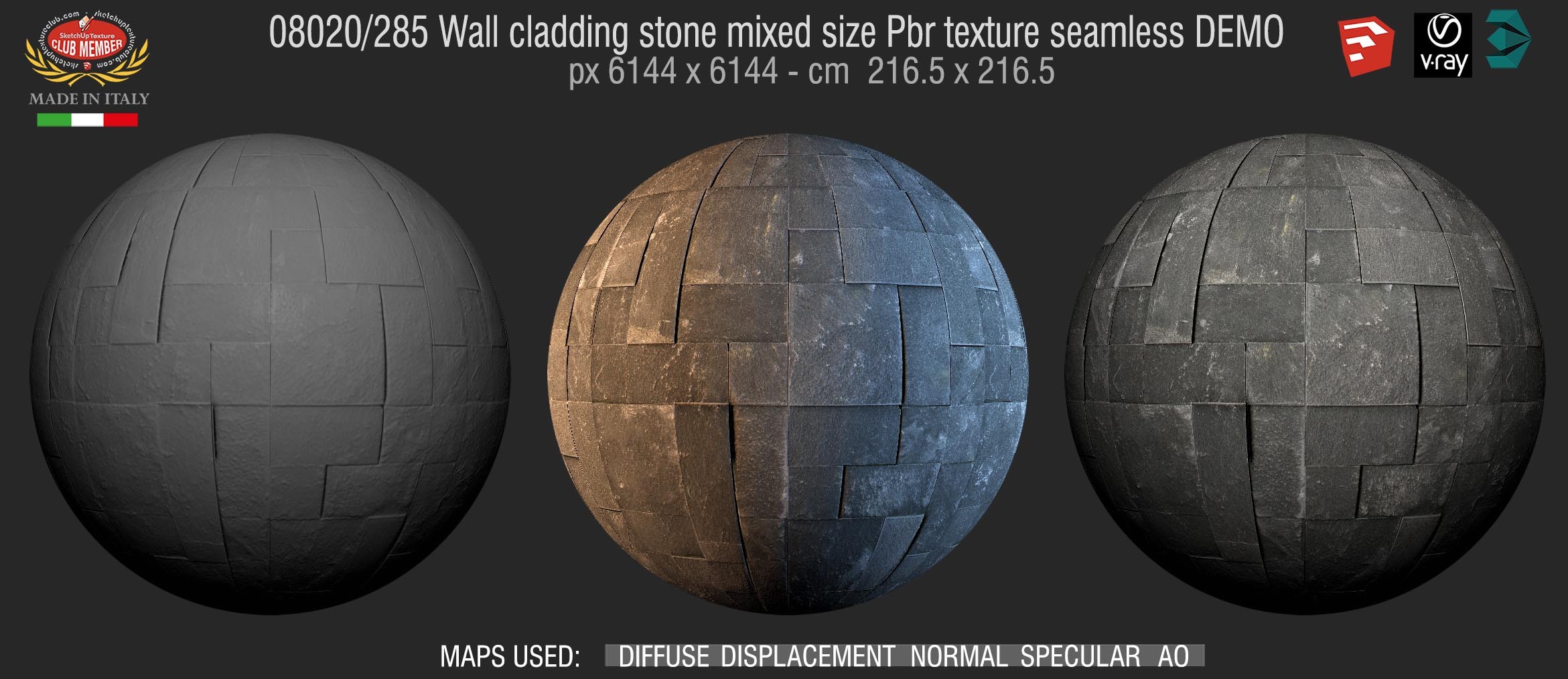 08020_285 Wall cladding stone mixed size Pbr texture seamless DEMO