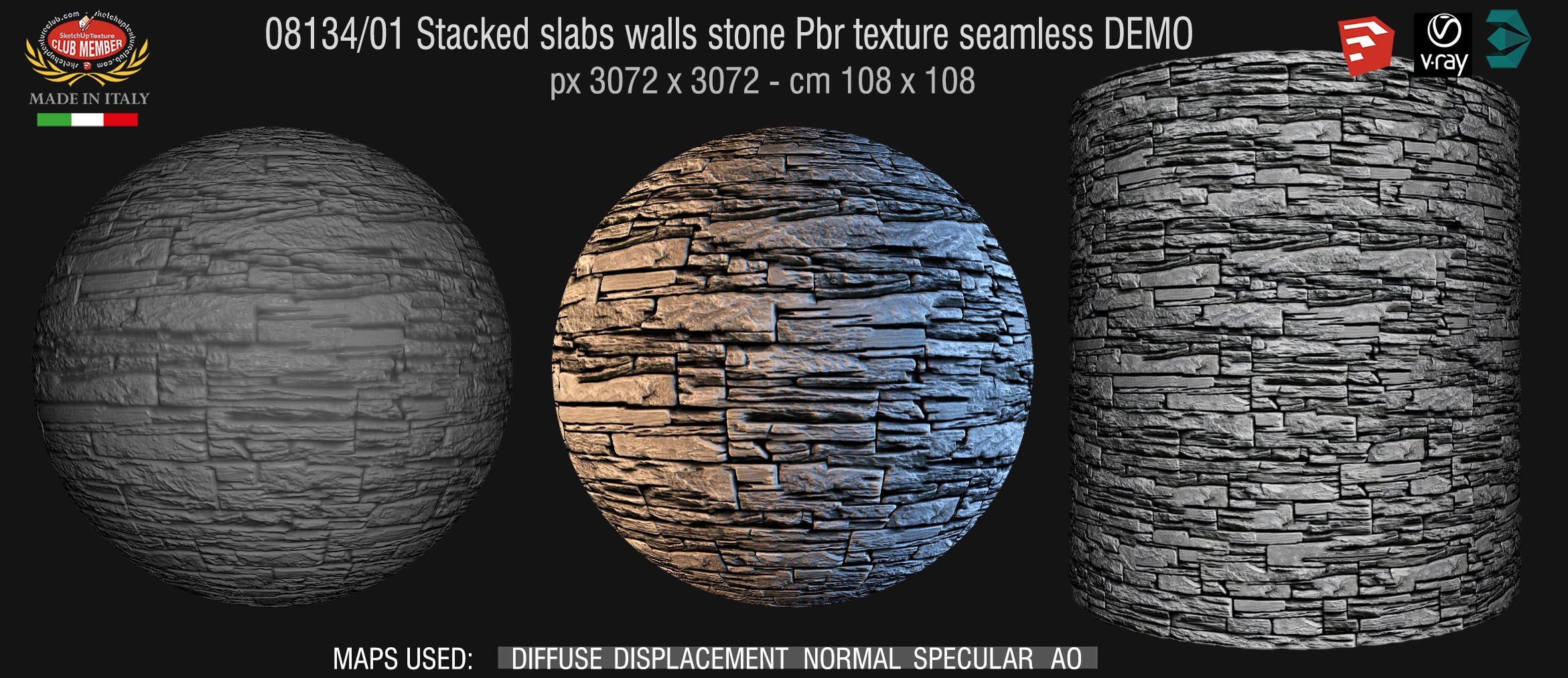 08134_01 Stacked slabs walls stone Pbr texture seamless DEMO