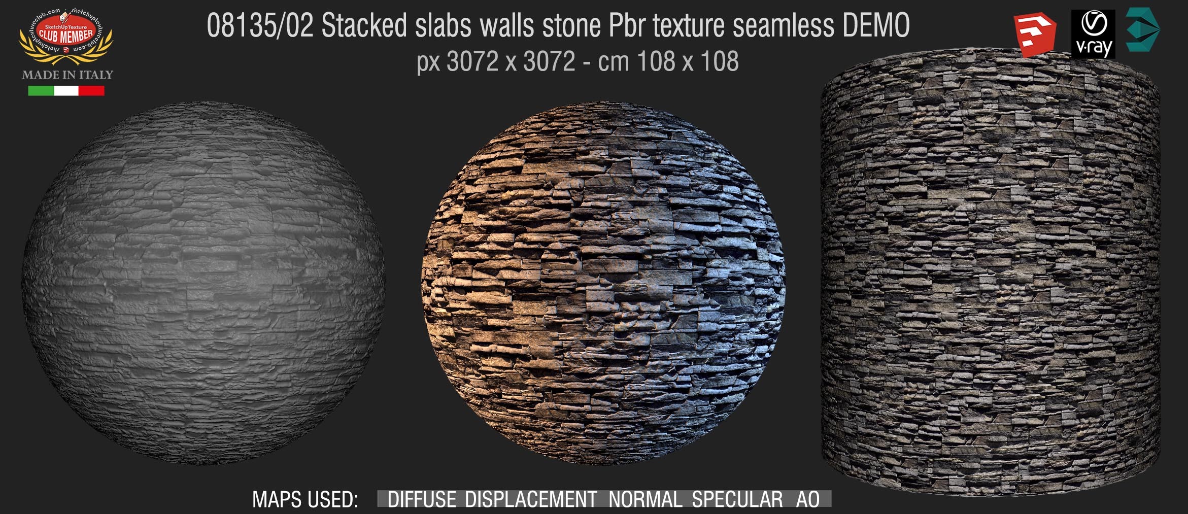 08135_02 Stacked slabs walls stone Pbr texture seamless DEMO