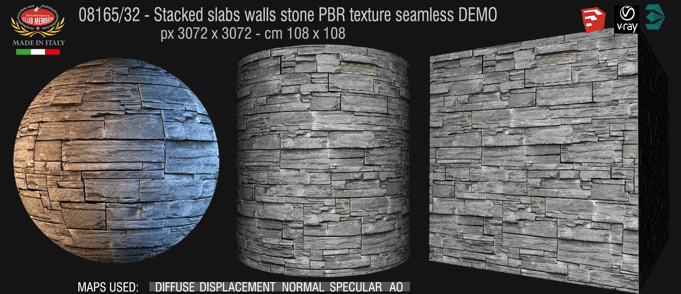08165_32 Stacked slabs walls stone PBR texture seamless DEMO