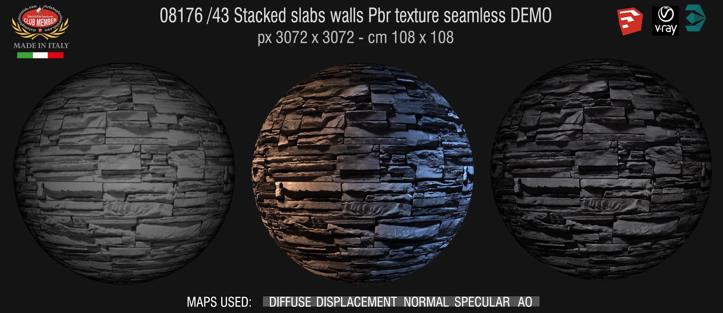 08176_43 Stacked slabs walls Pbr texture seamless DEMO