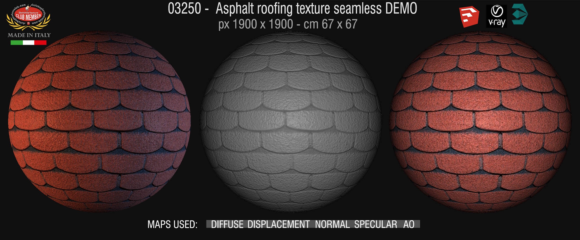 03250 Asphalt roofing texture + maps DEMO