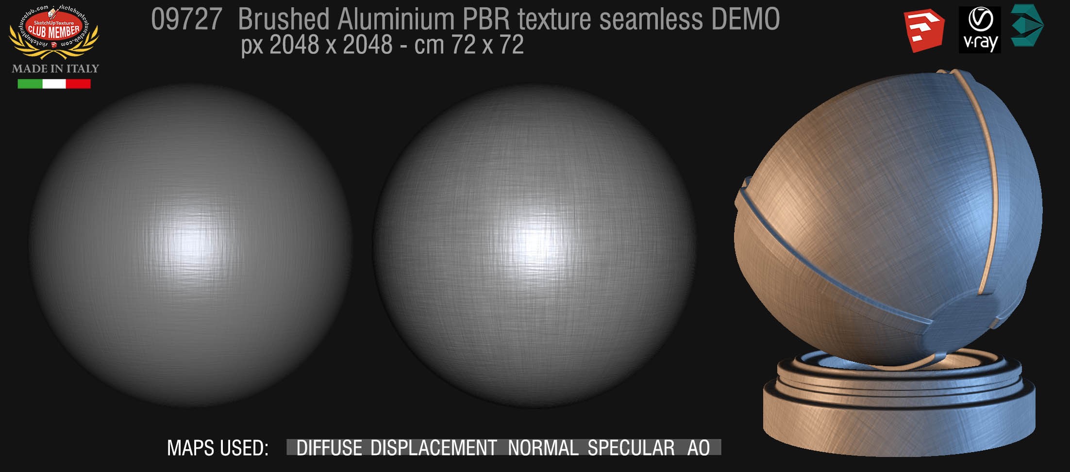 09727 Brushed aluminium PBR texture seamless DEMO