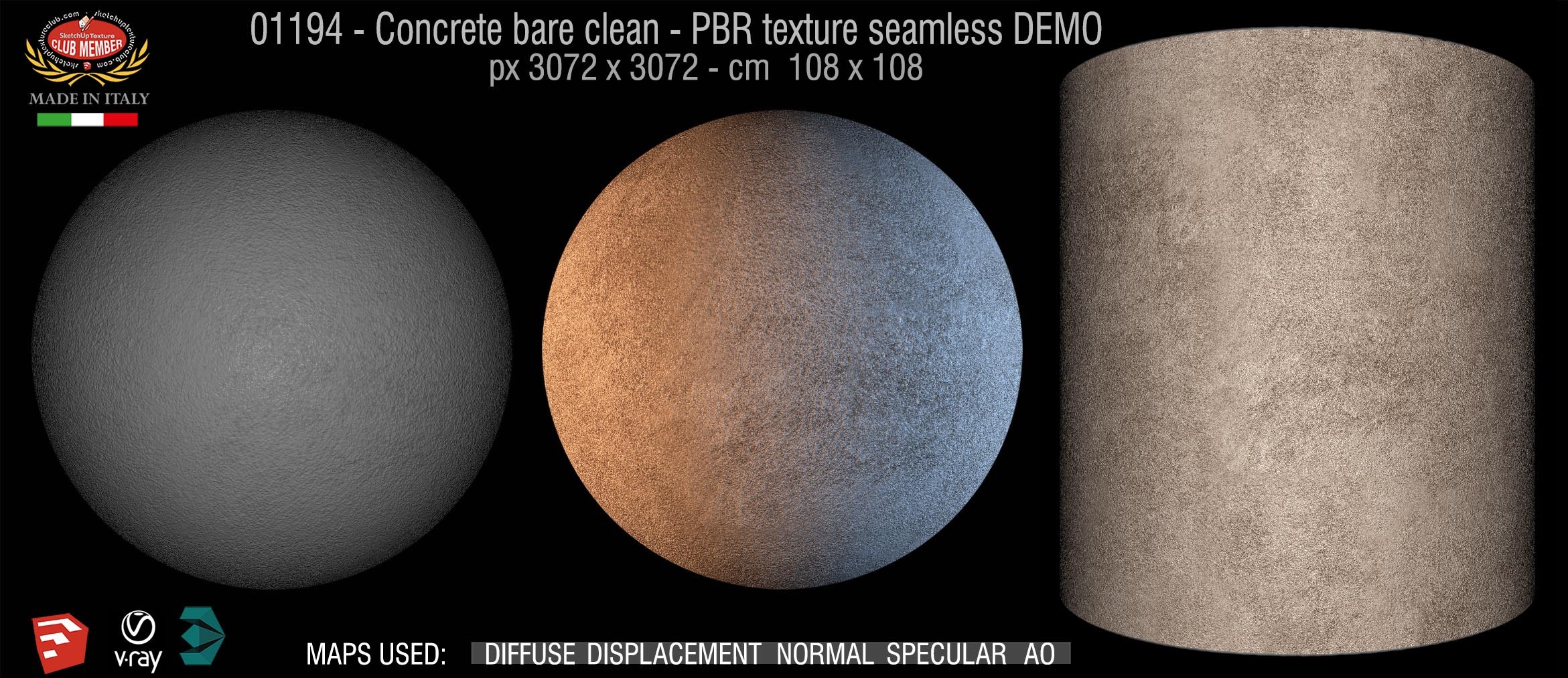 01194 Concrete bare clean-PBR texture seamless DEMO