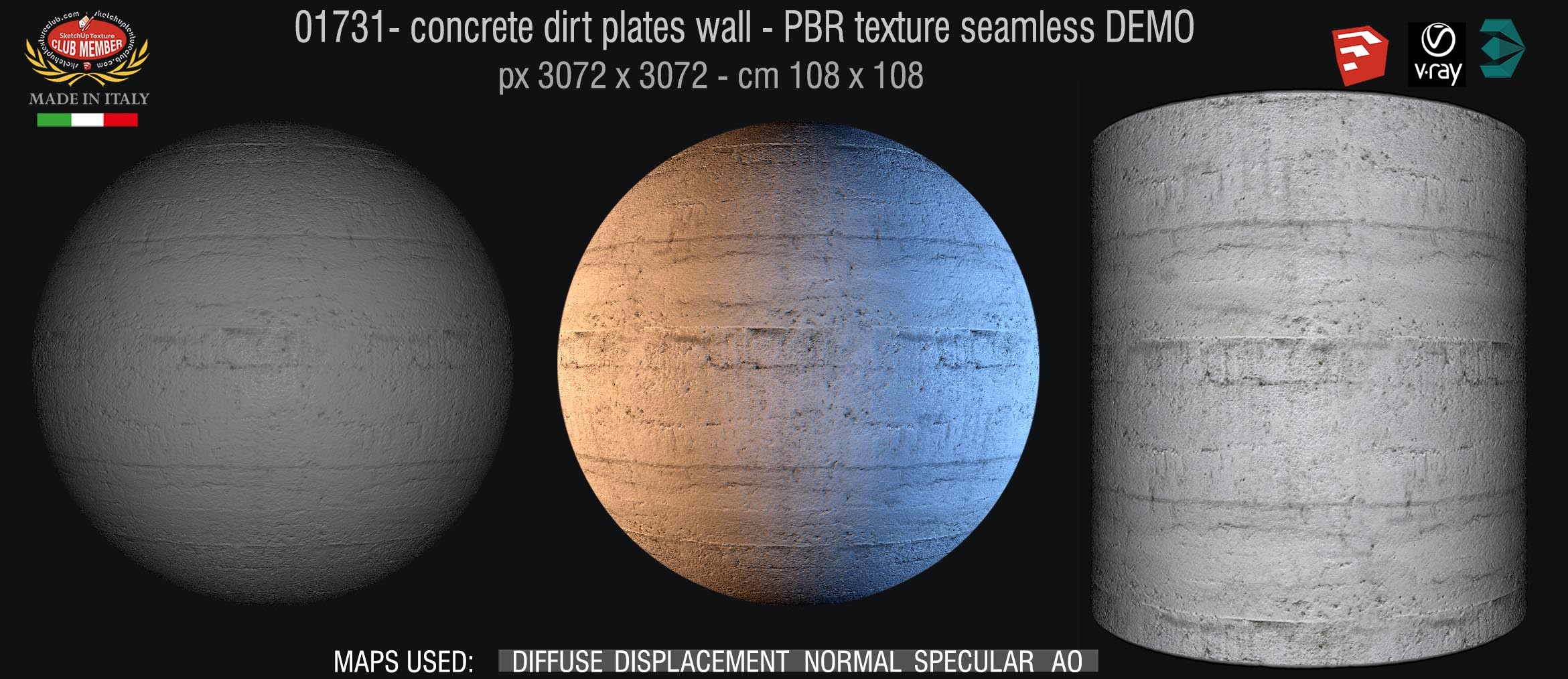 01731 concrete dirt plates wall PBR texture seamless DEMO