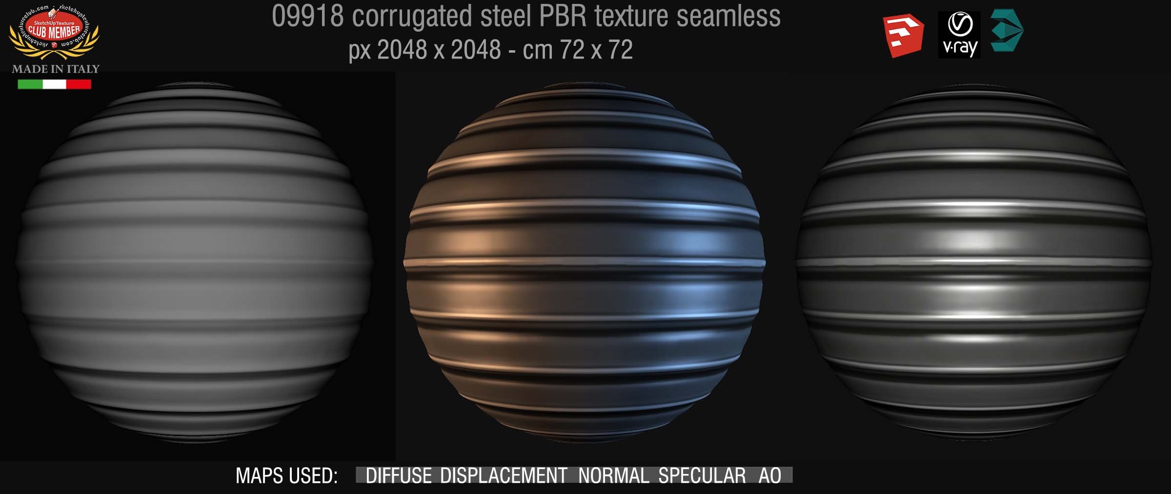 09918 Corrugated steel PBR texture seamless DEMO