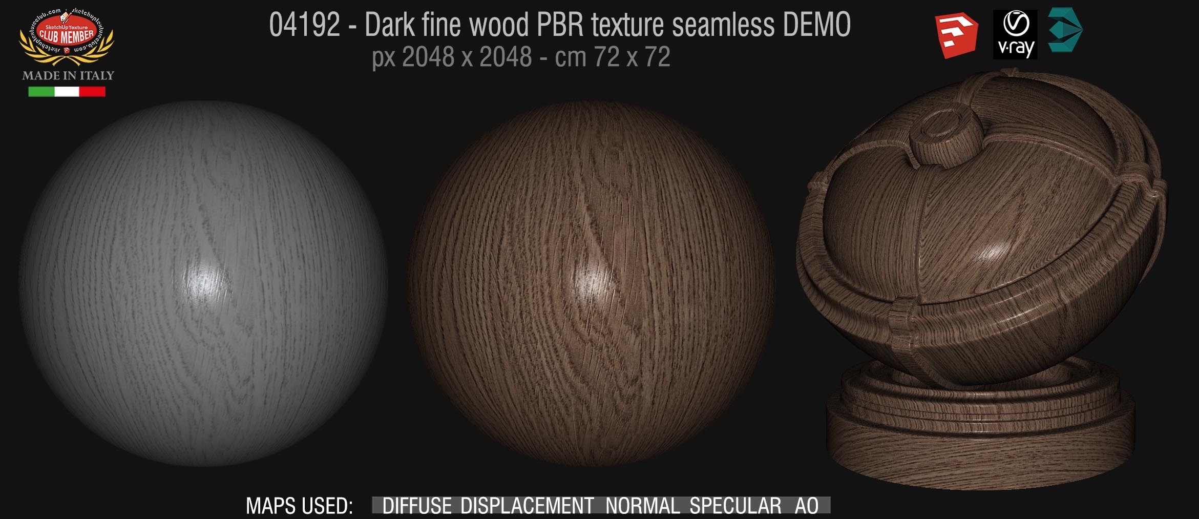 04192 Dark raw wood PBR texture seamless DEMO