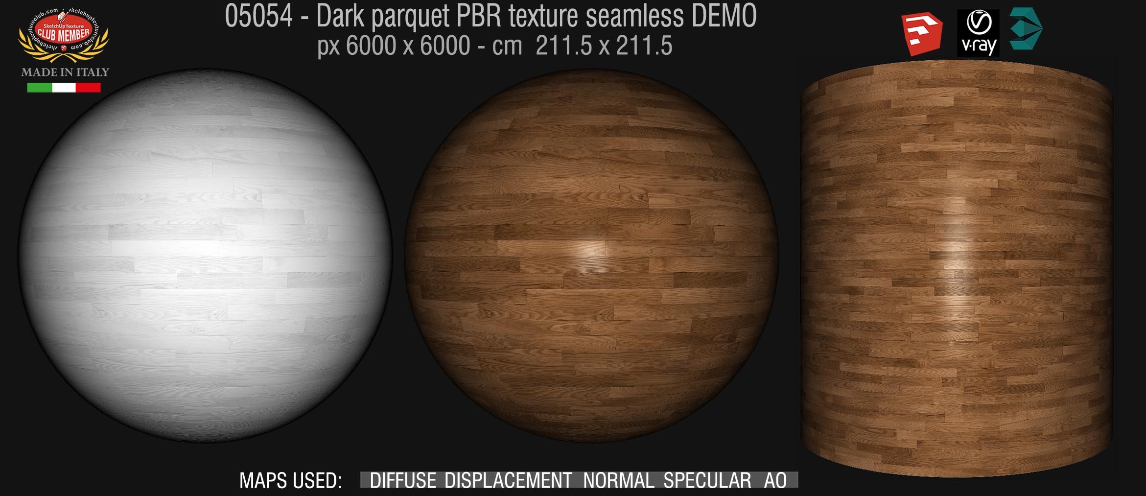 05054 Dark parquet PBR texture seamless DEMO