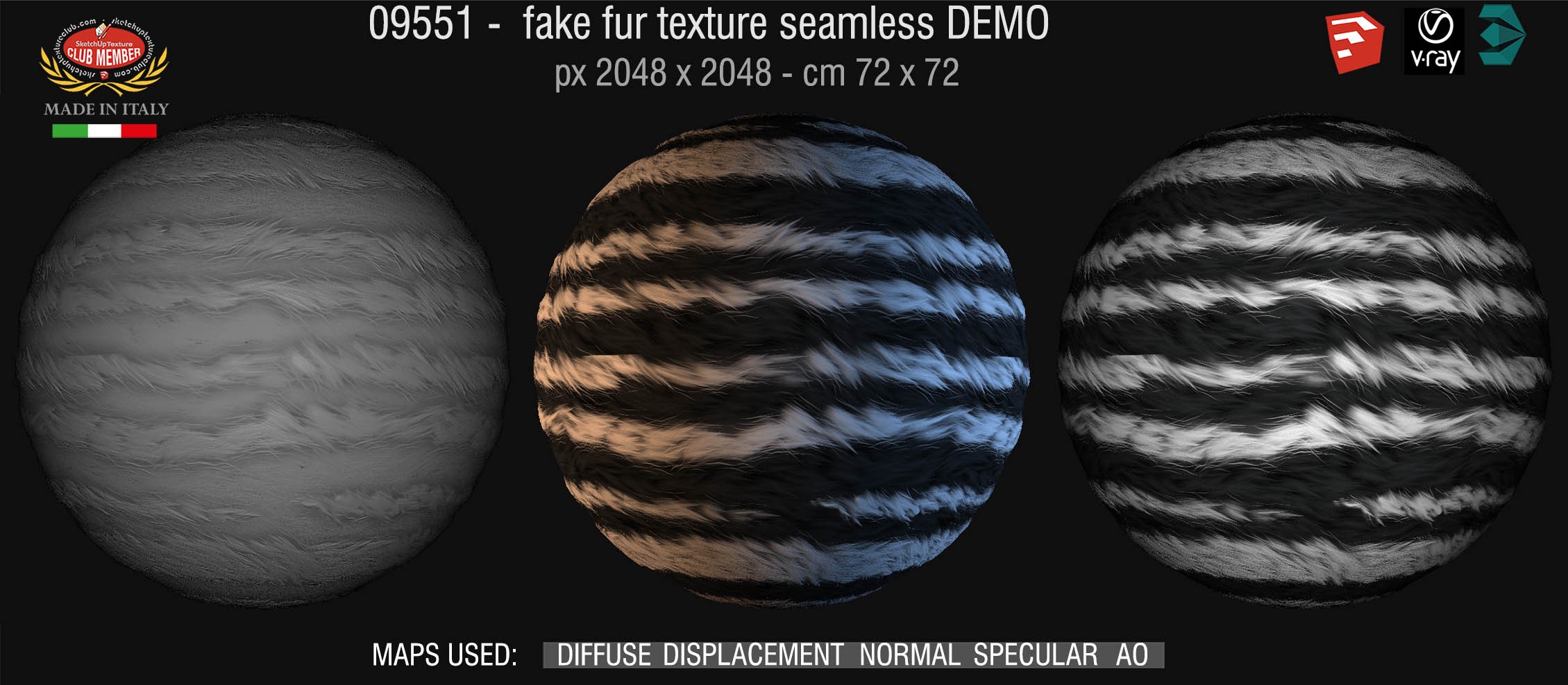 09551 HR Faux fake fur animal texture + maps DEMO