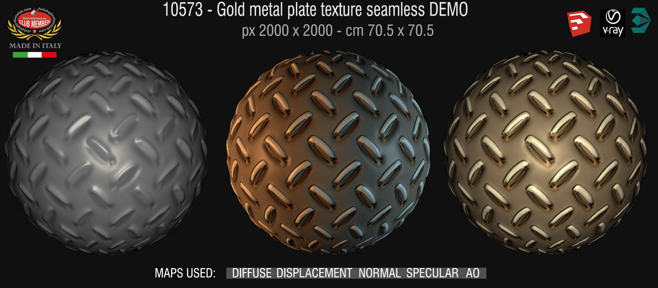 10573 HR Gold metal plate texture seamless + maps DEMO