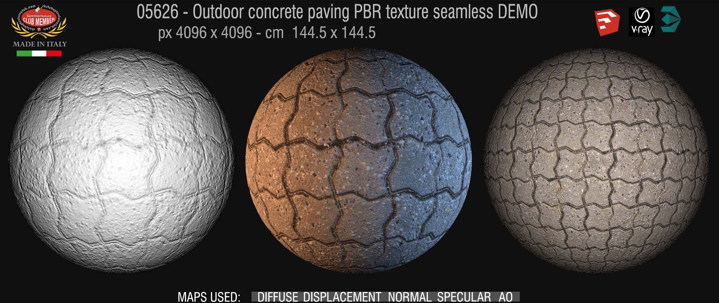 05626 Paving outdoor concrete regular block PBR texture seamless DEMO