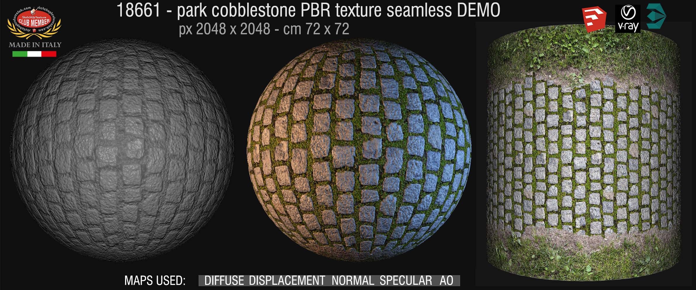 18861 Park cobblestone paving PBR texture seamless