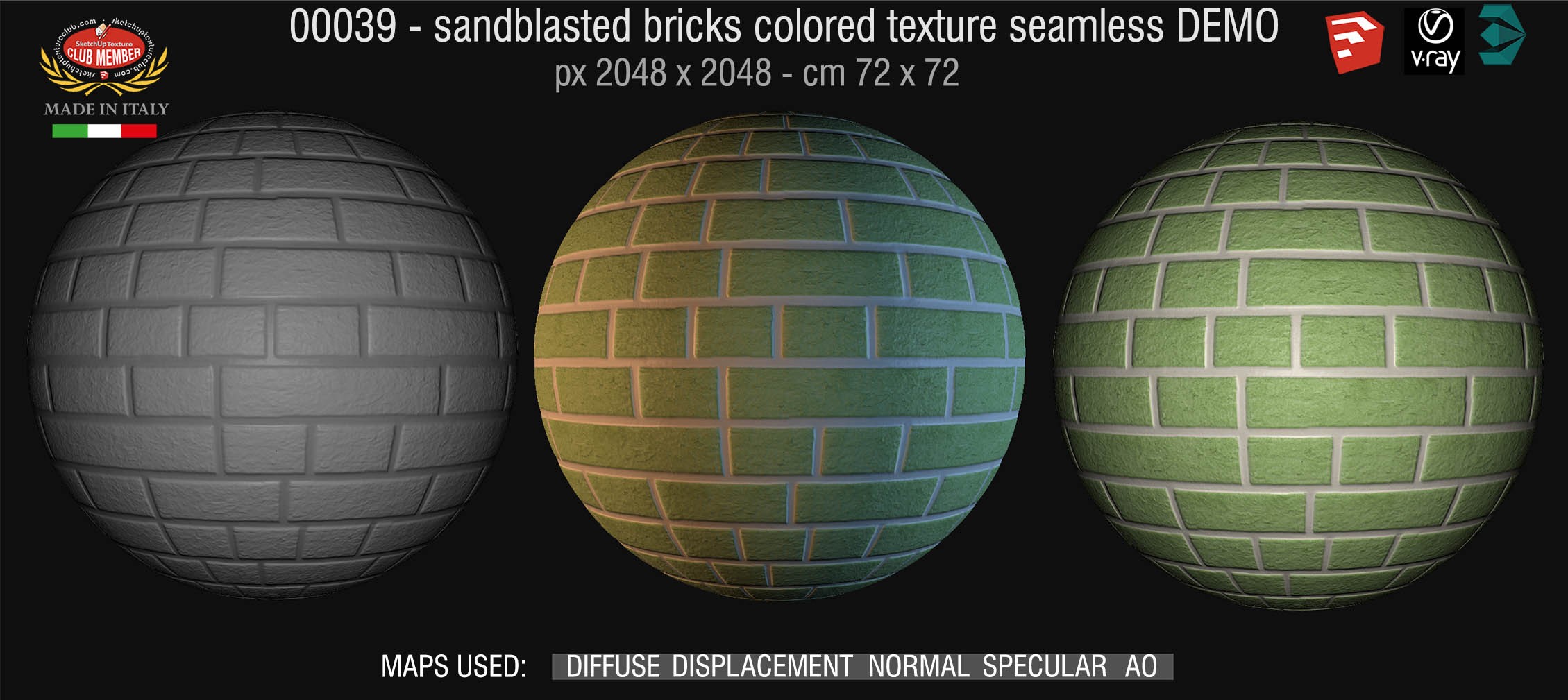 000339 Sandblasted bricks colored texture seamless + maps DEMO