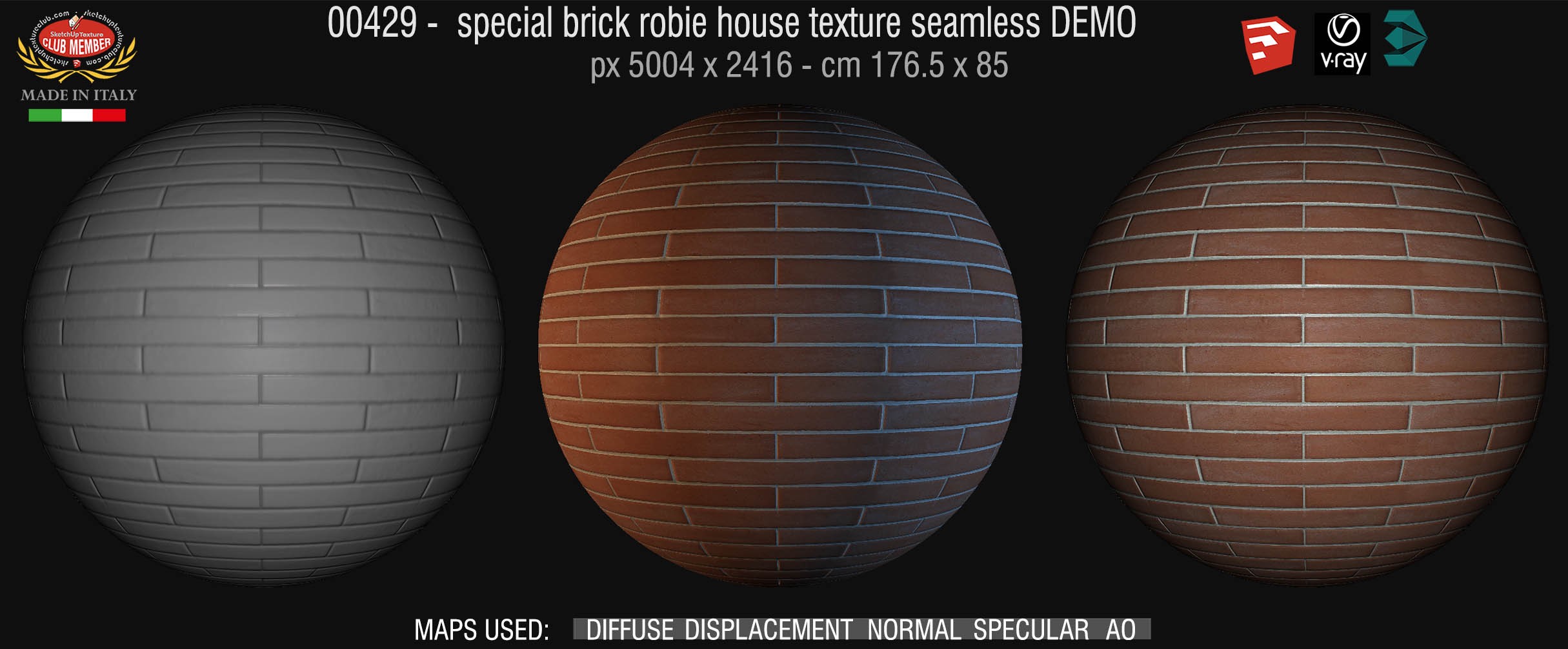 00429 special brick robie house texture seamless + maps DEMO