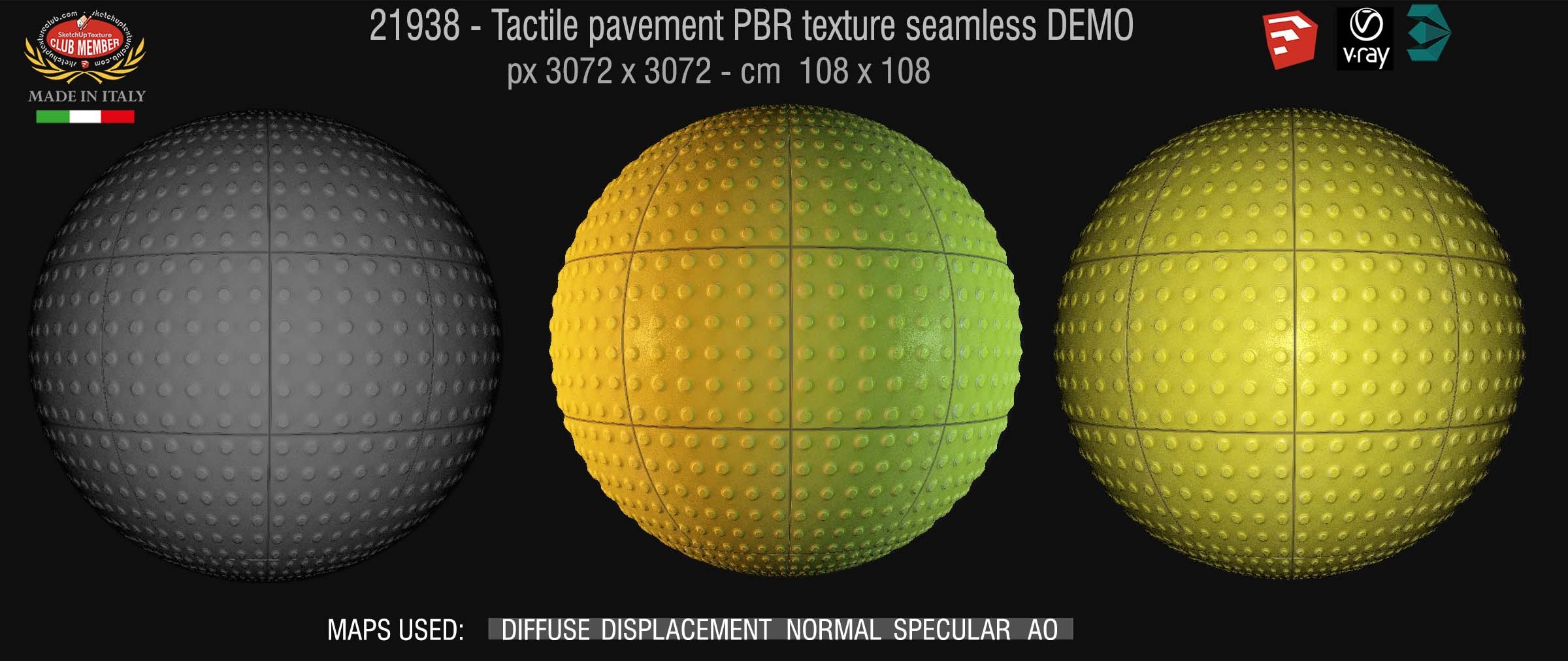 21938 Tactile pavement PBR texture seamless DEMO