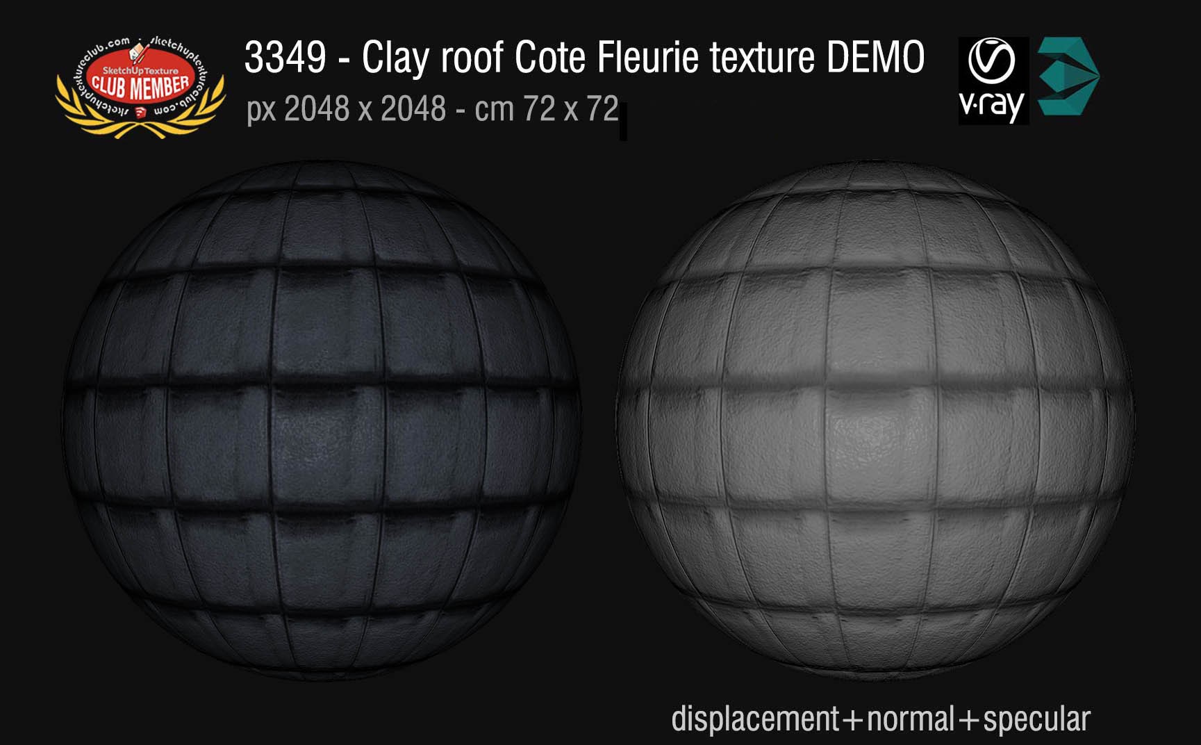 03349 Clay roofing Cote Fleurie texture + maps DEMO