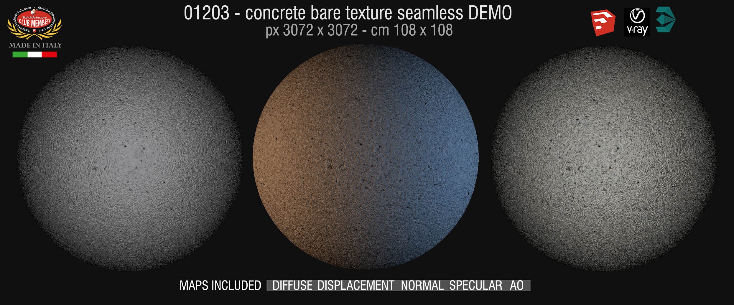 01203 HR Concrete bare clean texture + maps DEMO