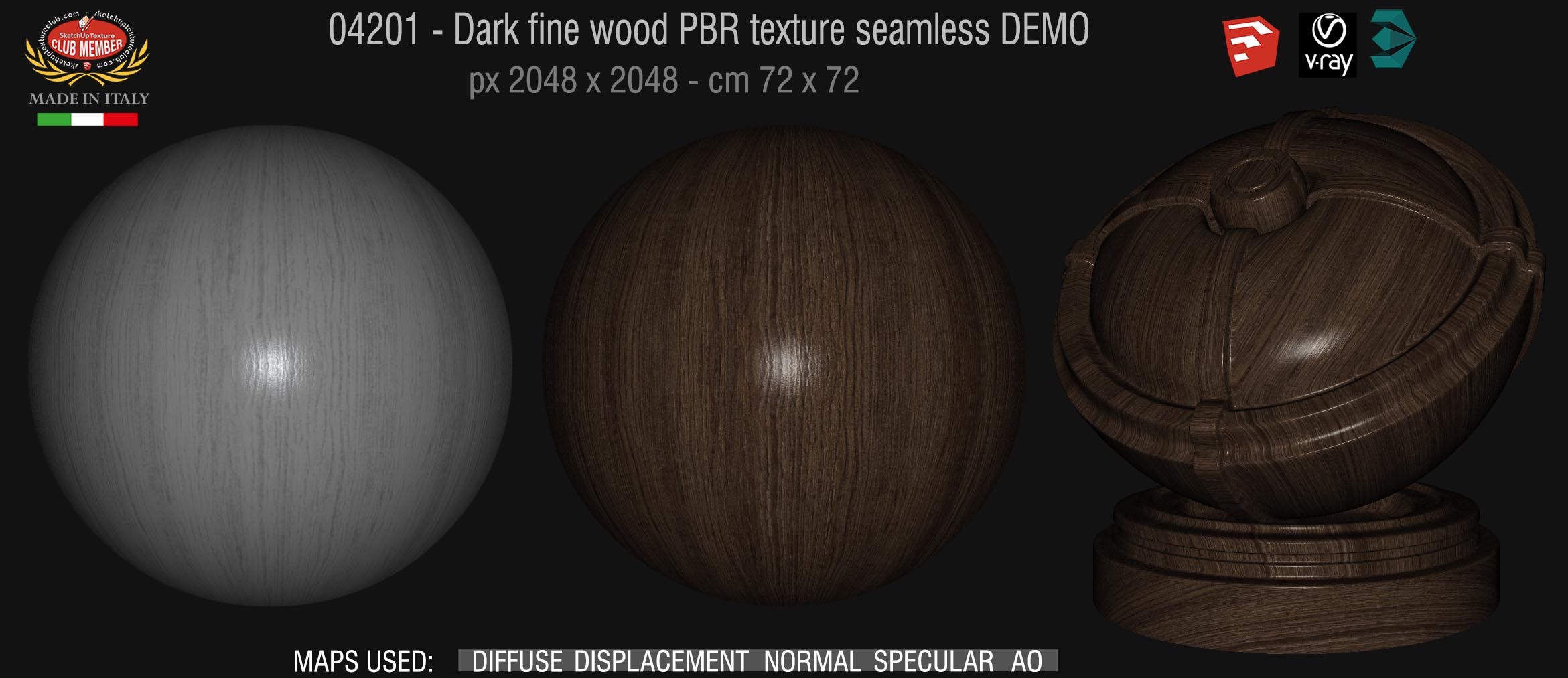 04201 Dark fine wood PBR texture seamless DEMO