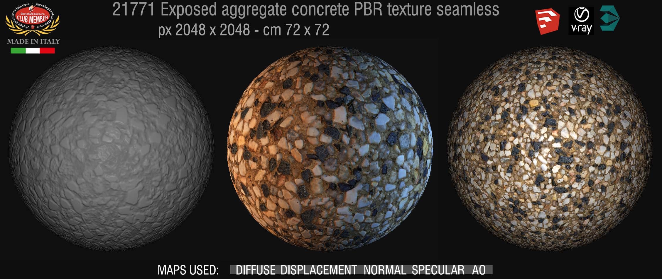 21771 Exposed aggregate concrete PBR texture seamless DEMO