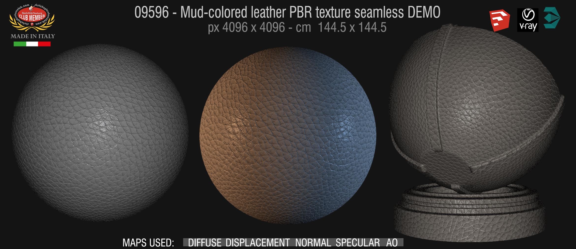 09596 Mud-colored leather PBR texture seamless DEMO