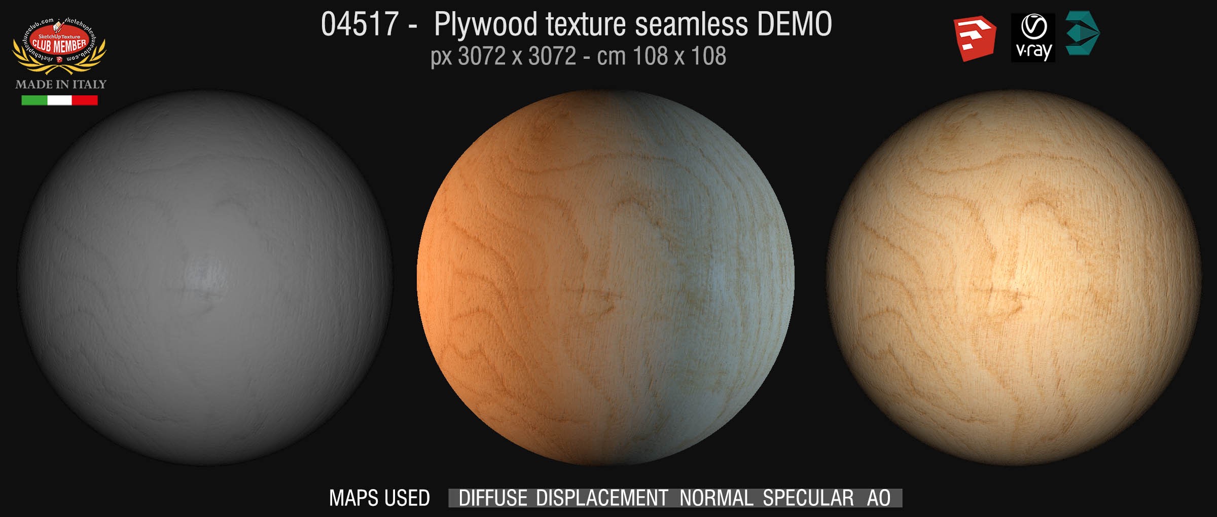04517 Plywood texture seamless + maps DEMO