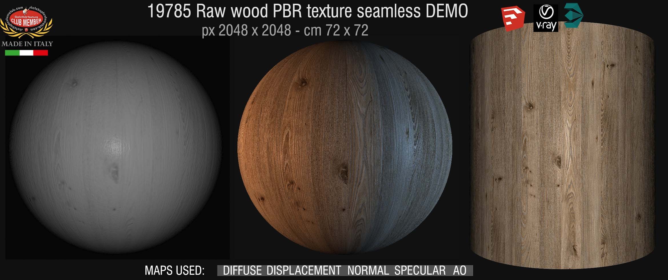 19785 Raw wood surface PBR texture seamless demo