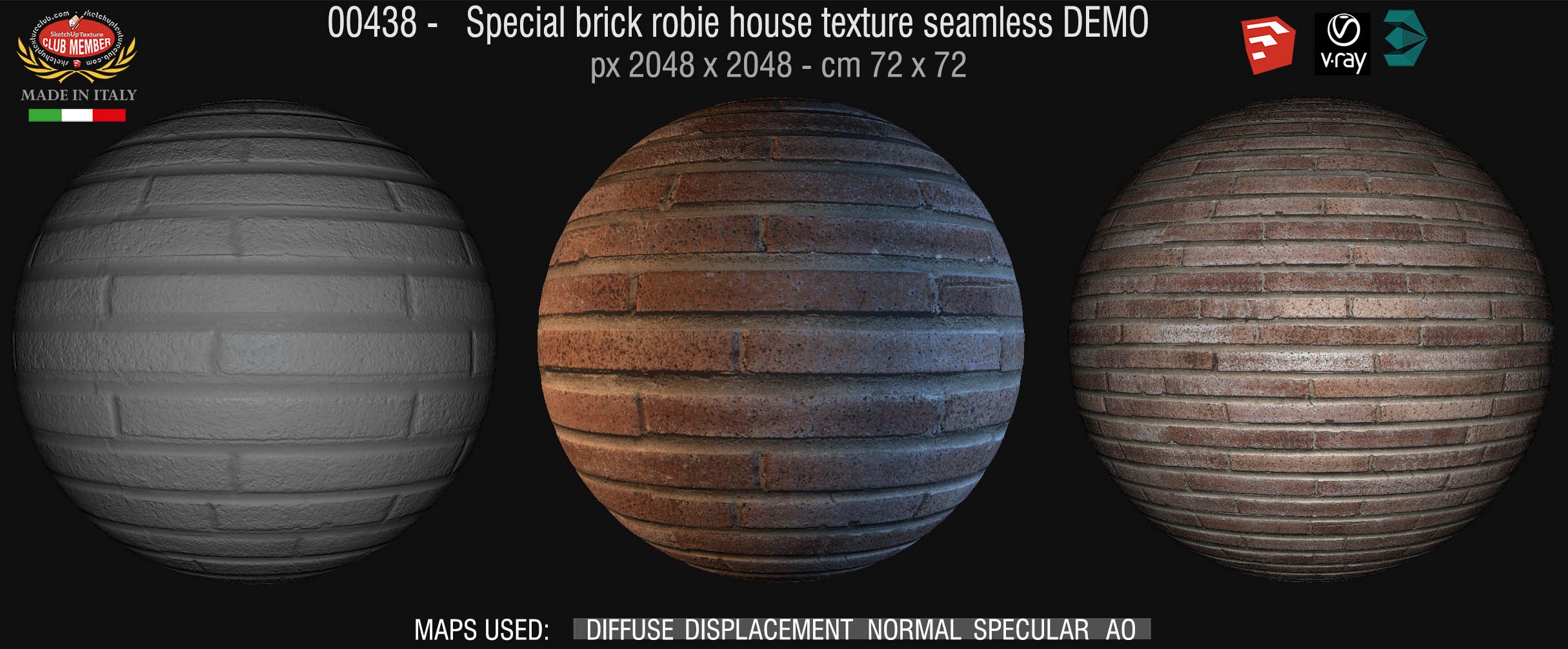 00438 special brick robie house texture seamless + maps DEMO