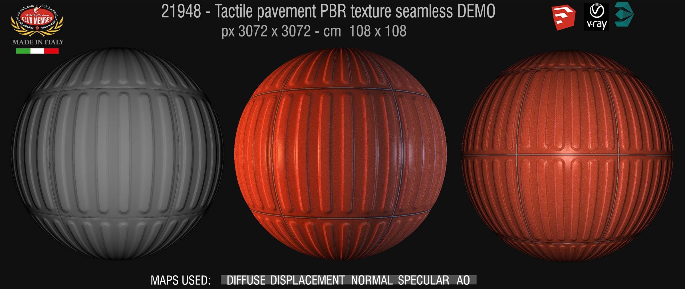 21948 Tactile pavement PBR texture seamless DEMO