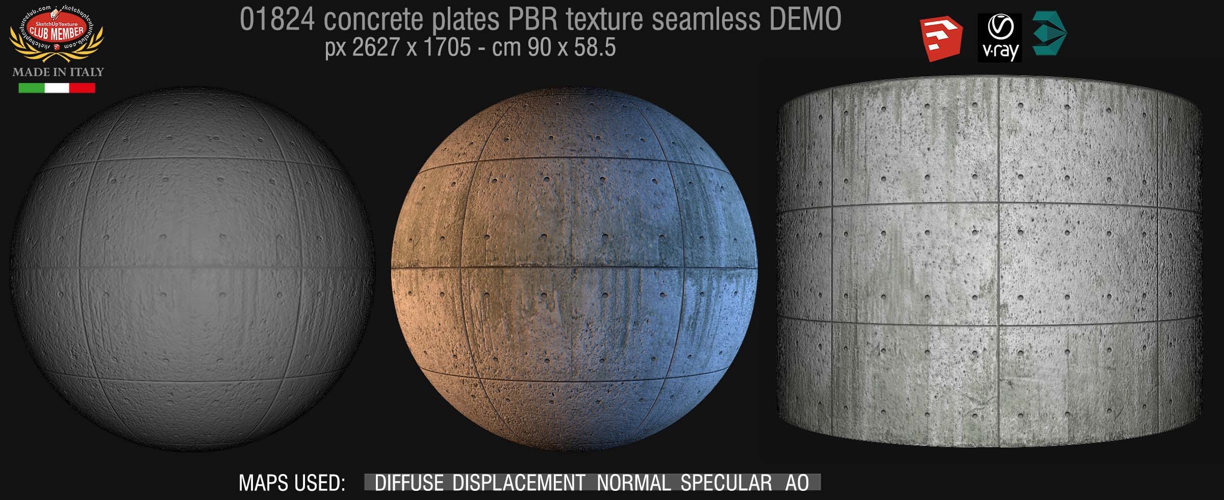 01824 Tadao Ando concrete plates PBR texture seamless DEMO