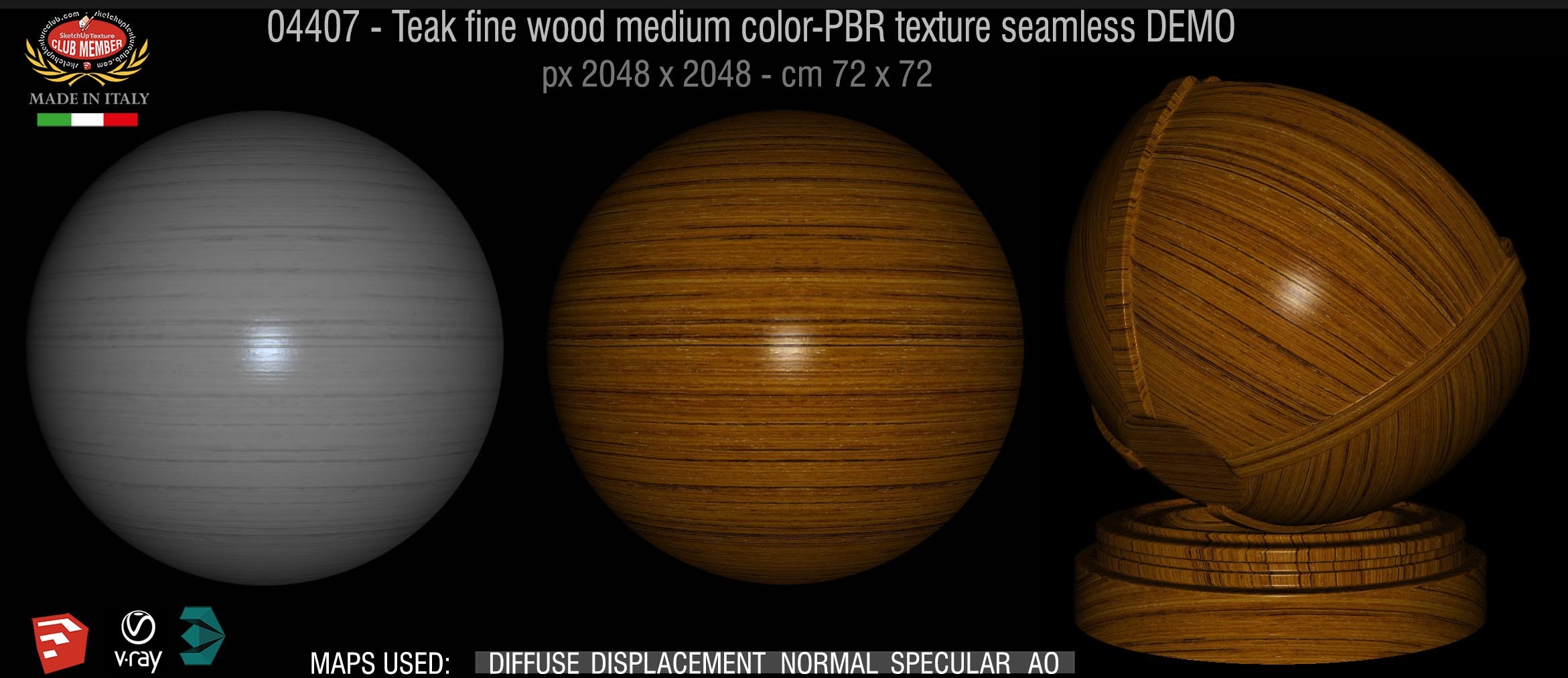 04407 Teak fine wood medium color-PBR texture seamless DEMO