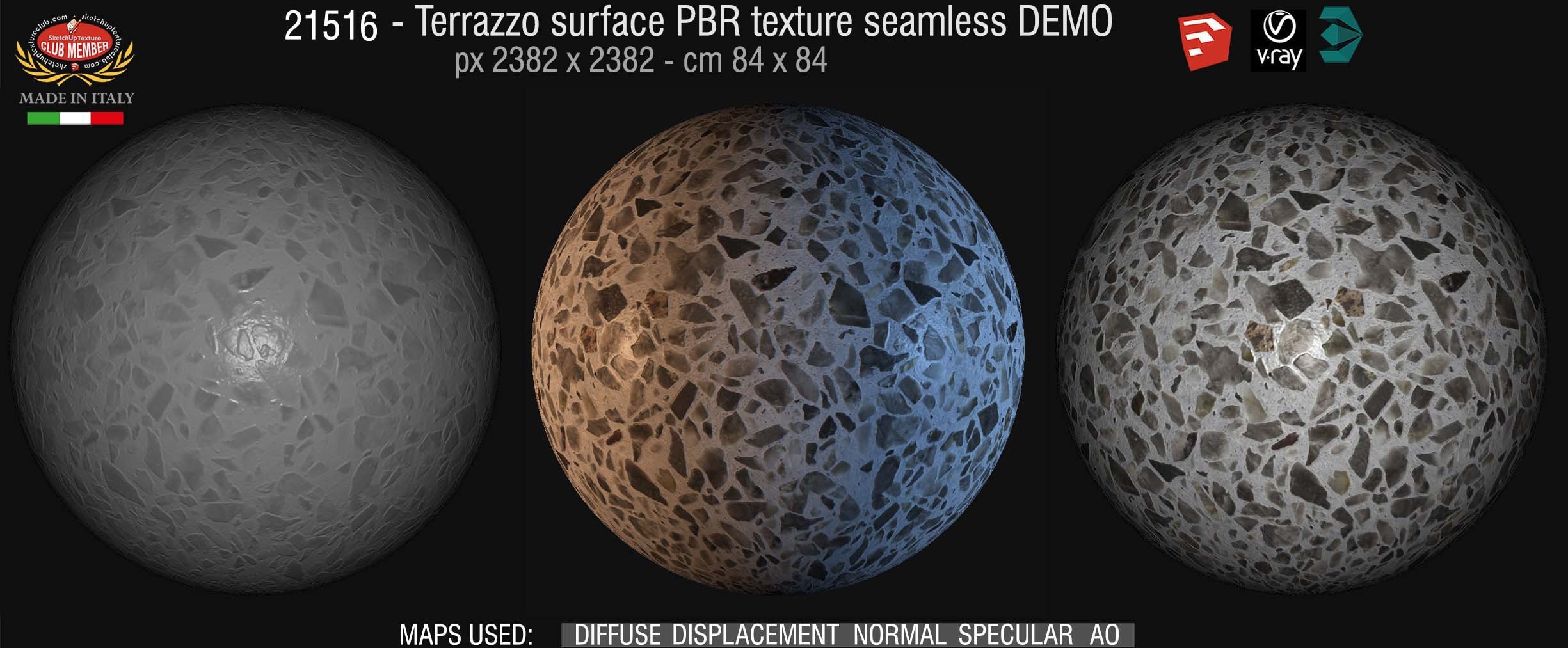 21516 Terrazzo surface PBR texture seamless DEMO